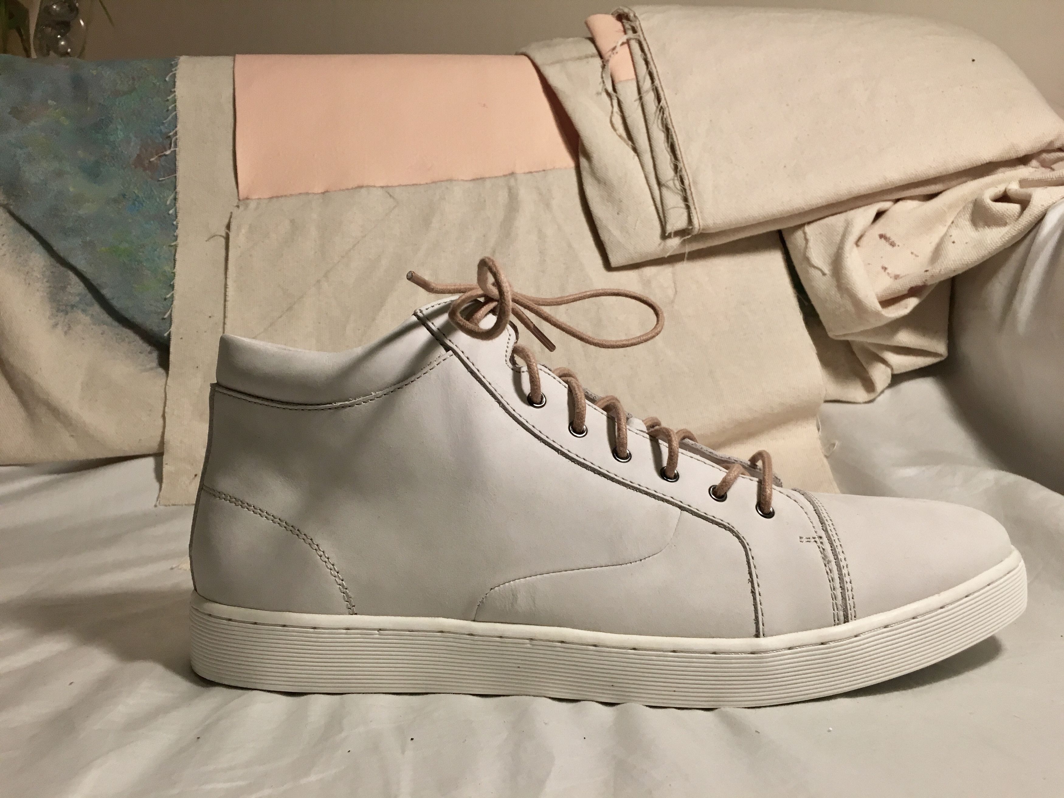 talc leather sneakers // High Top