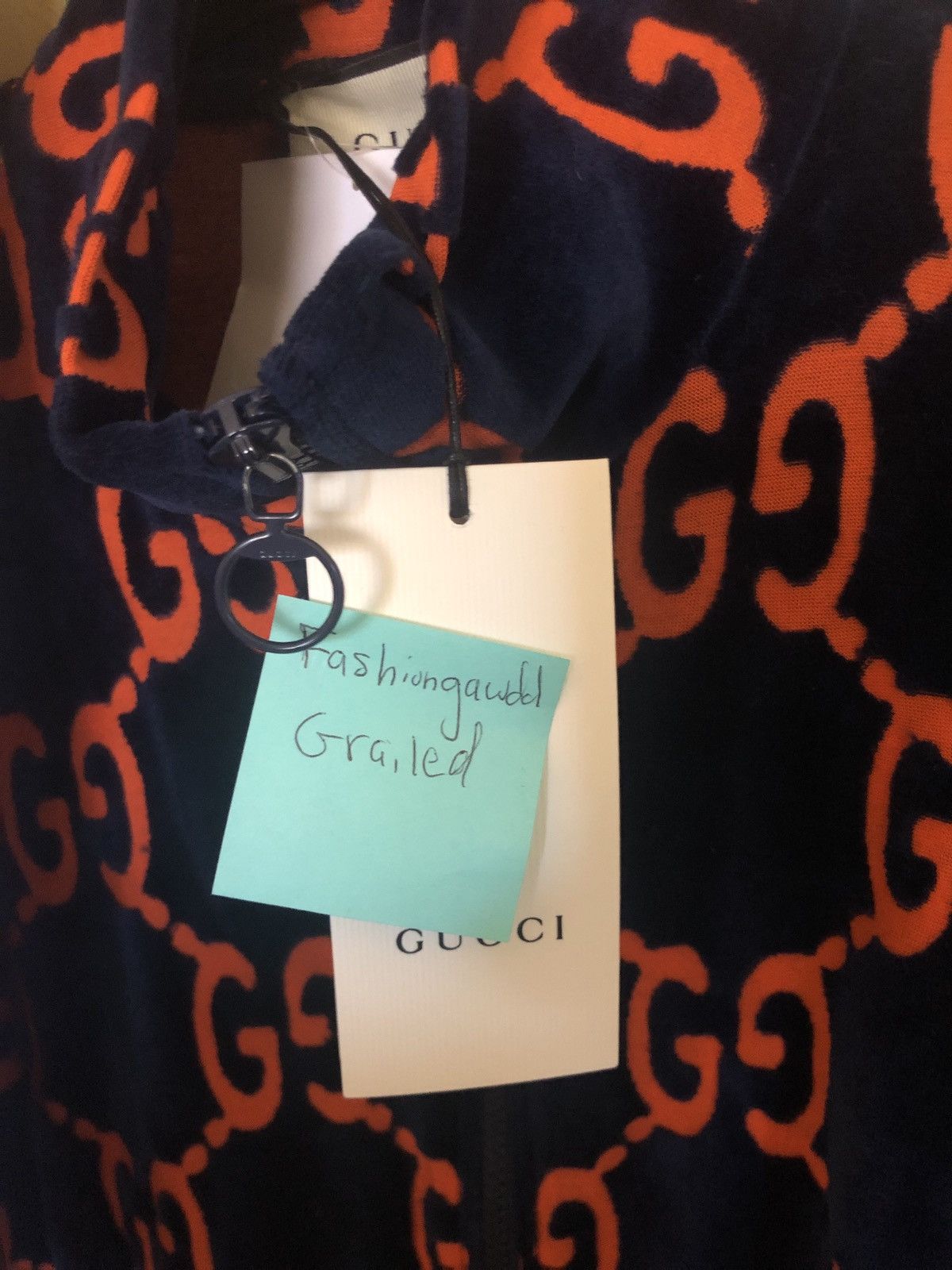 Gucci Gg Chenille Cotton Blend Track Jacket In Blue orange Grailed