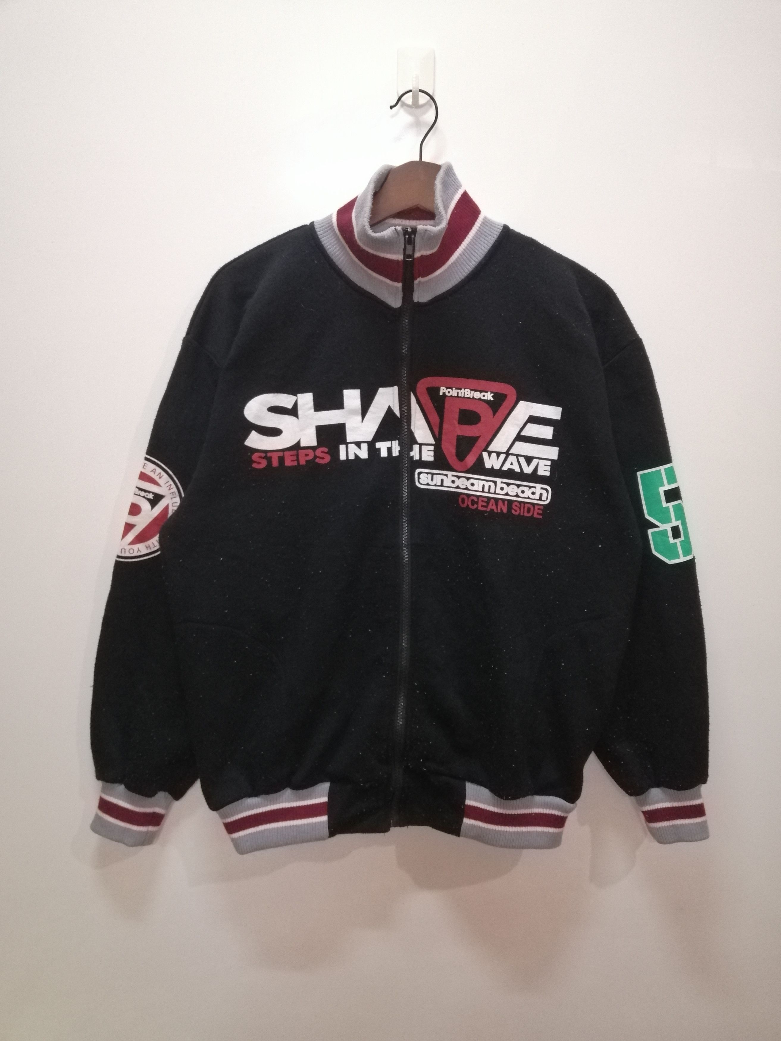 power life point break wool zip up streetwear jacket size L