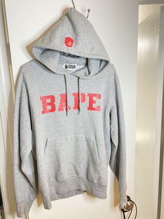 Bape happy new year cheap spell out hoodie grey