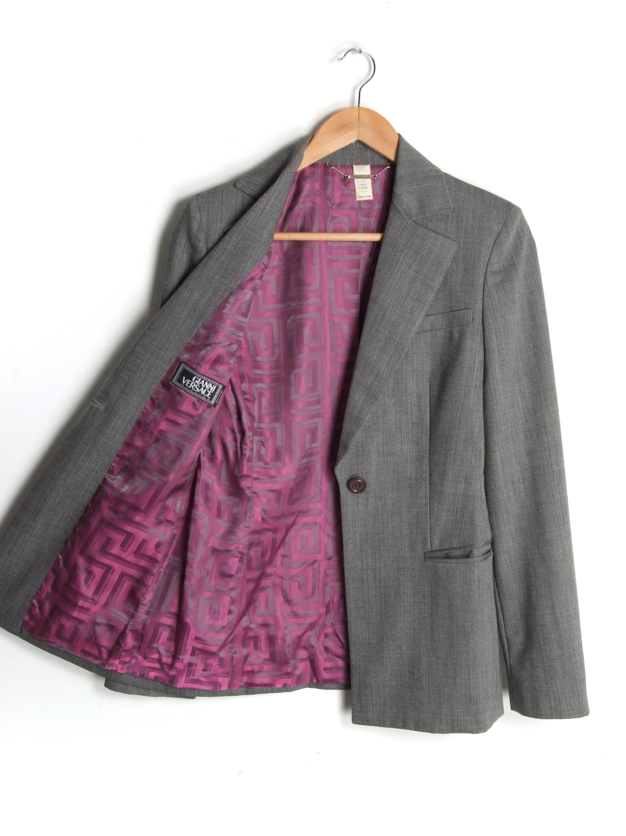 Versace Vintage 90's Gianni Versace Couture Wool Pantsuit Set Size S / US 4 / IT 40 - 7 Thumbnail
