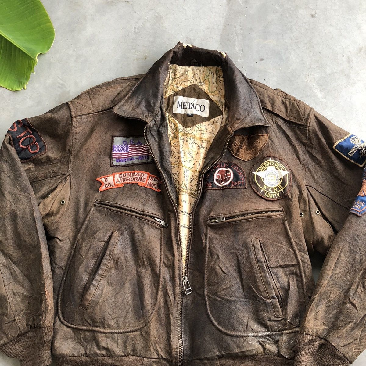 Fashion Police Leather Jacket Conrad Airborne Leather Jacket PatchWork Designer Grailed