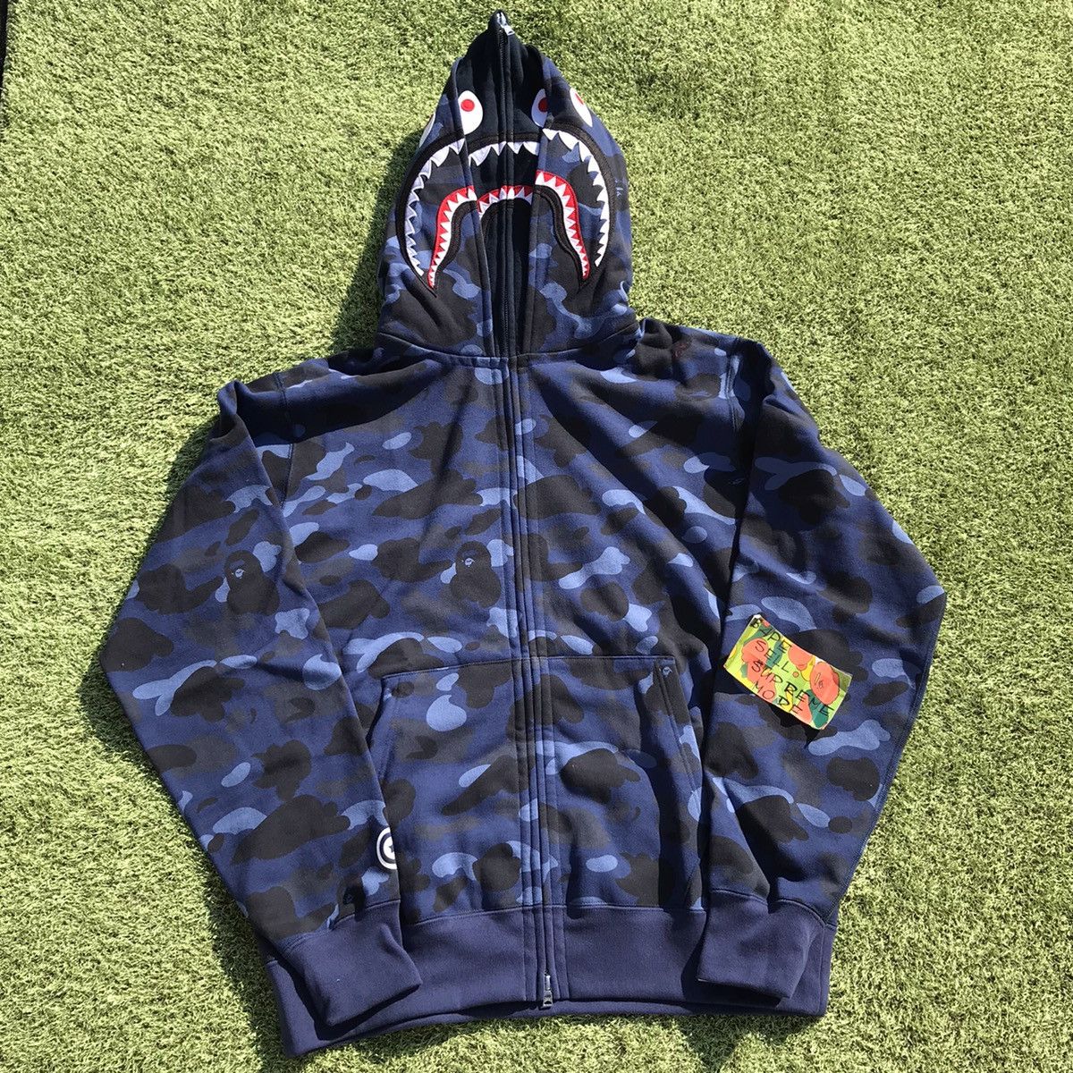 BAPE Half 1st Camo Hood Double Shark Full Zip Hoodie Black Men's - US