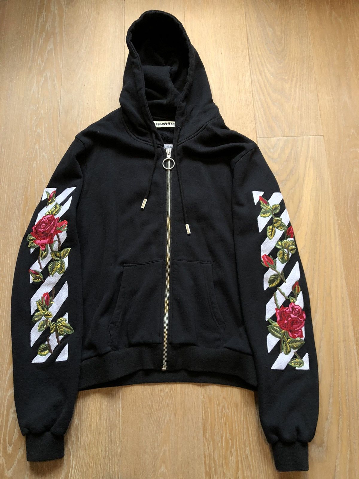 Off white rose embroidered hoodie hotsell