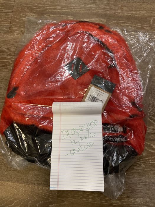 Supreme The North Face Faux Fur Backpack Red