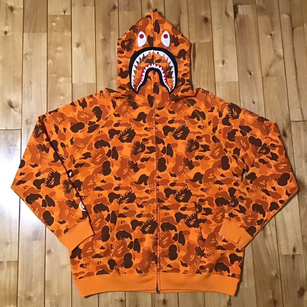 Bape BAPE FLAME SHARK FULL ZIP HOODIE | Grailed