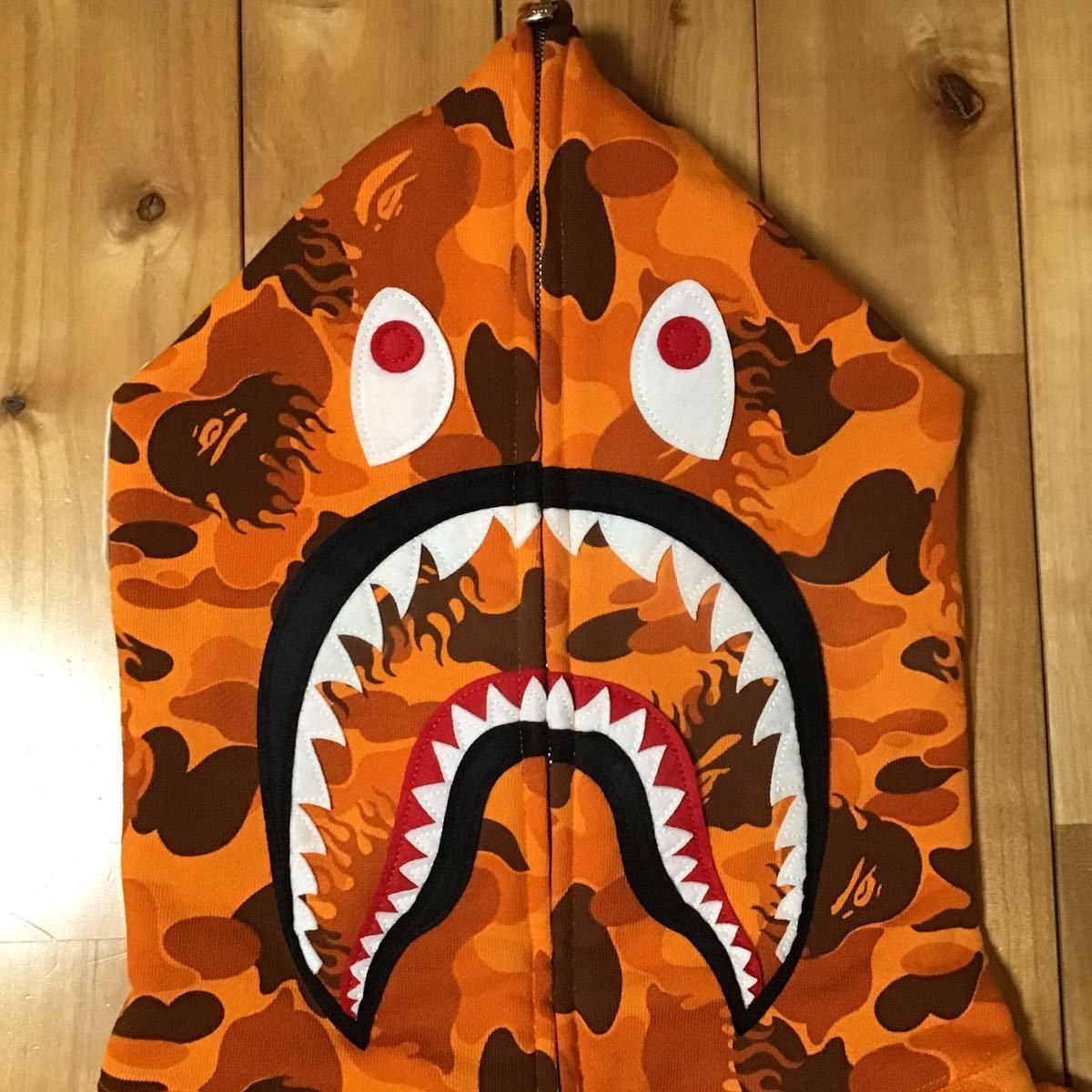 Bape BAPE Mook Limited Fire Camo Shark full zip Hoodie Orange Size US XL / EU 56 / 4 - 2 Thumbnail