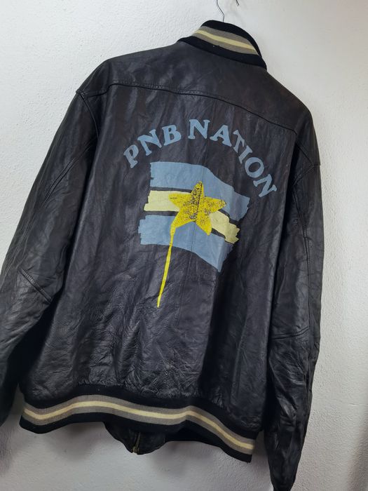 Vintage 1.7 PNB NATION HIPHOP Leather jacket with graffiti