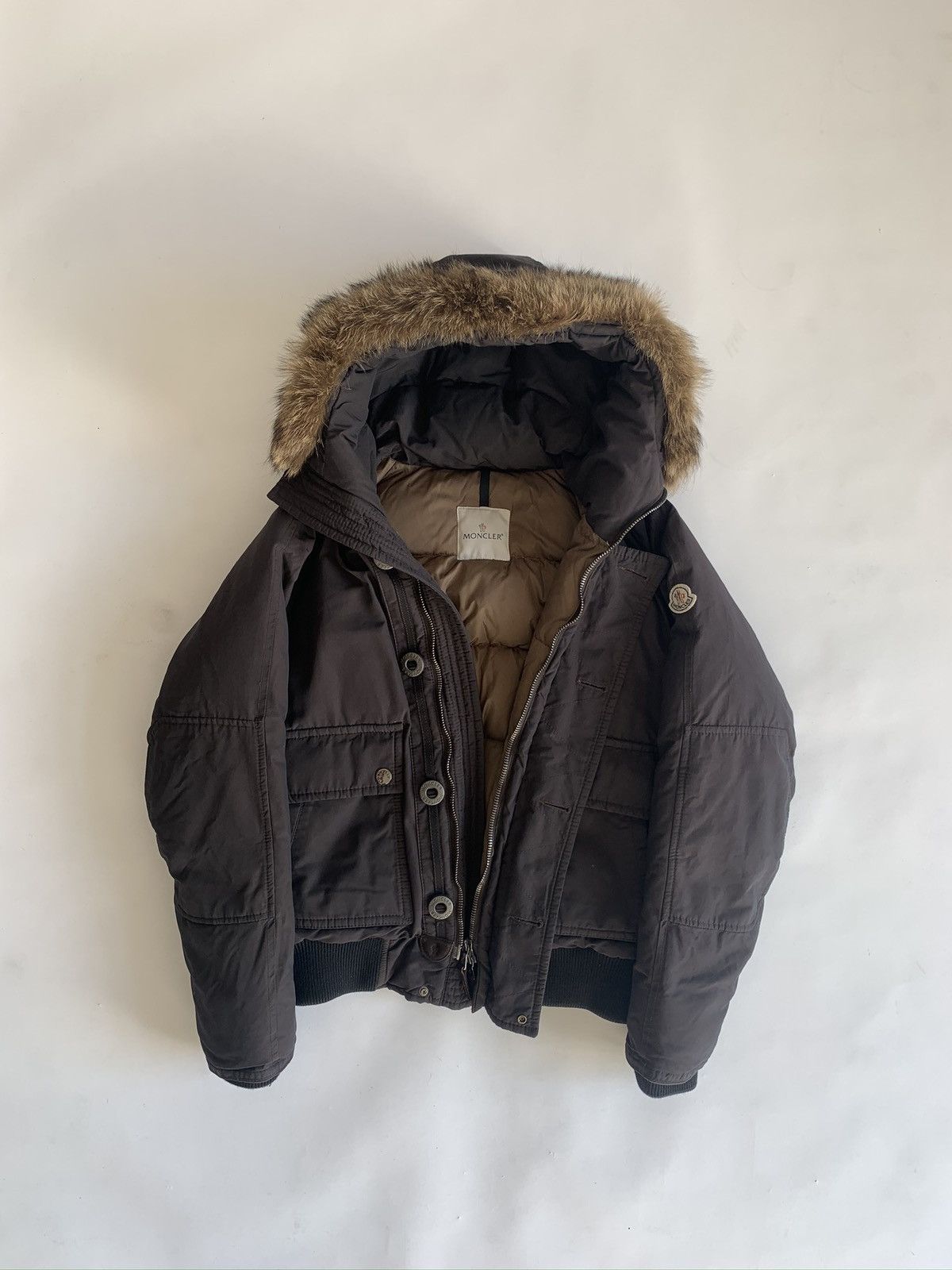 image of Moncler Heavy Down Winter Bomber in Dark Gray, Men's (Size Large)
