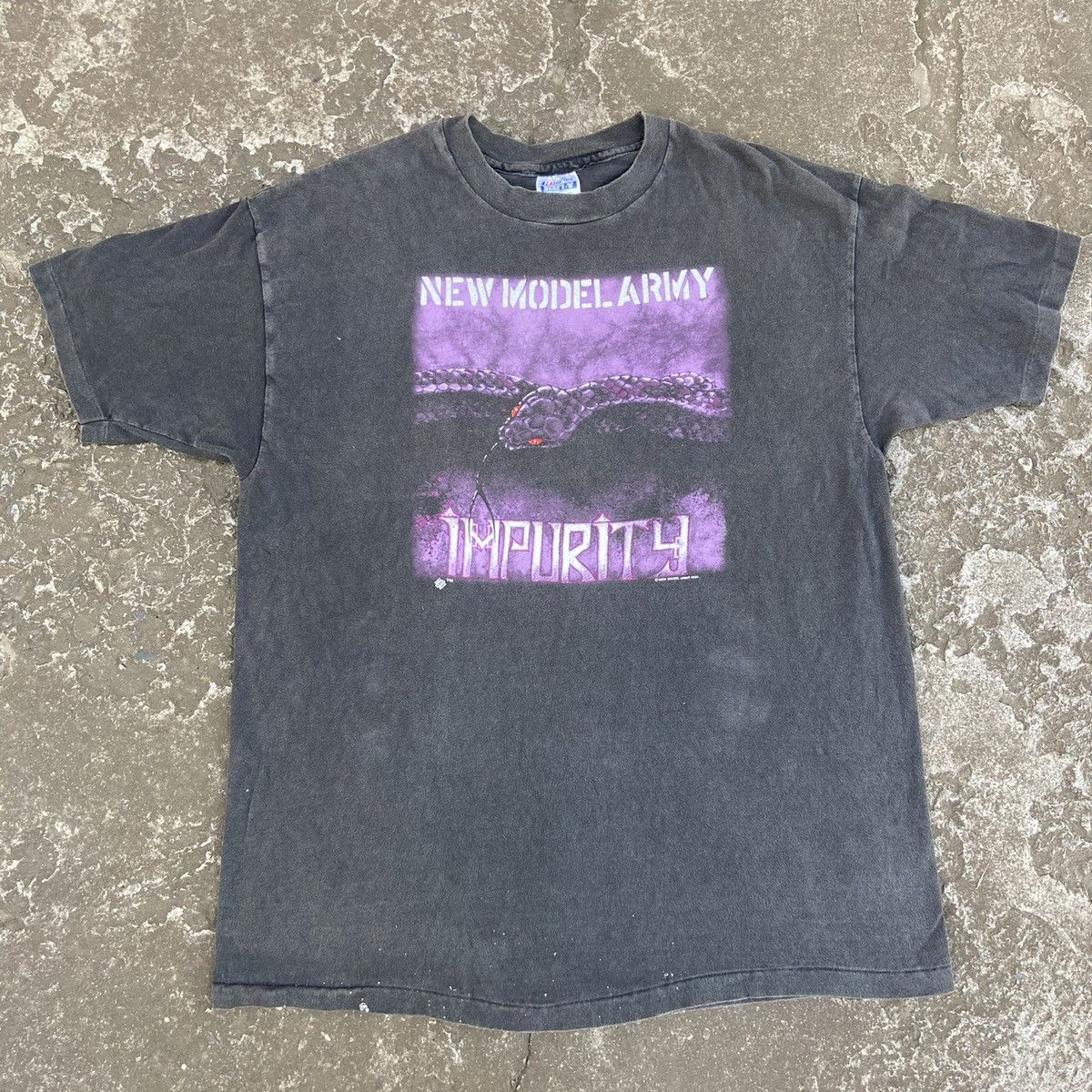Very Rare 1991 DISTRESSED FADED NEW MODEL ARMY IMPURITY SINGLE STITCH ...