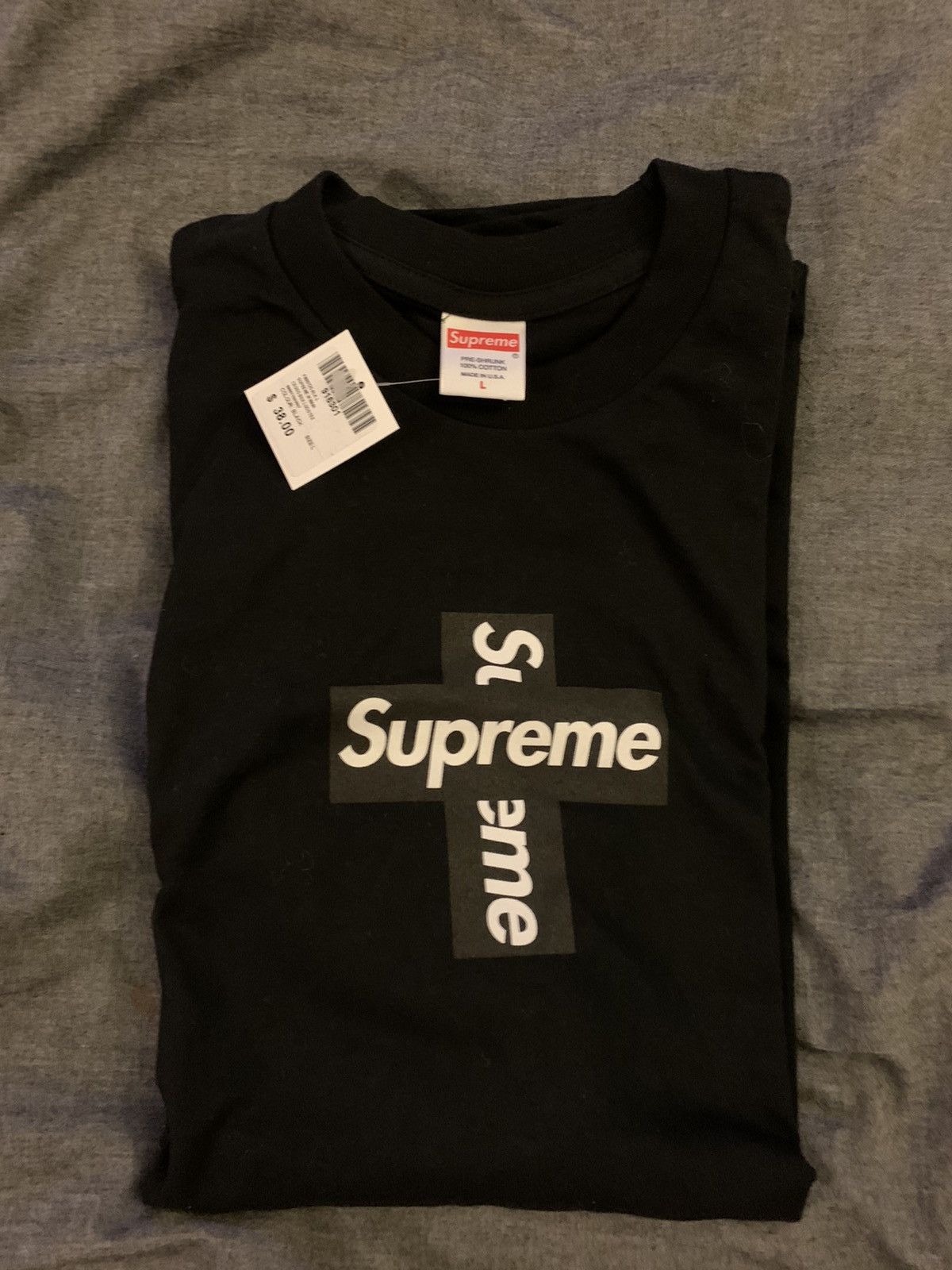 Supreme Cross Box Logo Tee Black Men's - FW20 - US