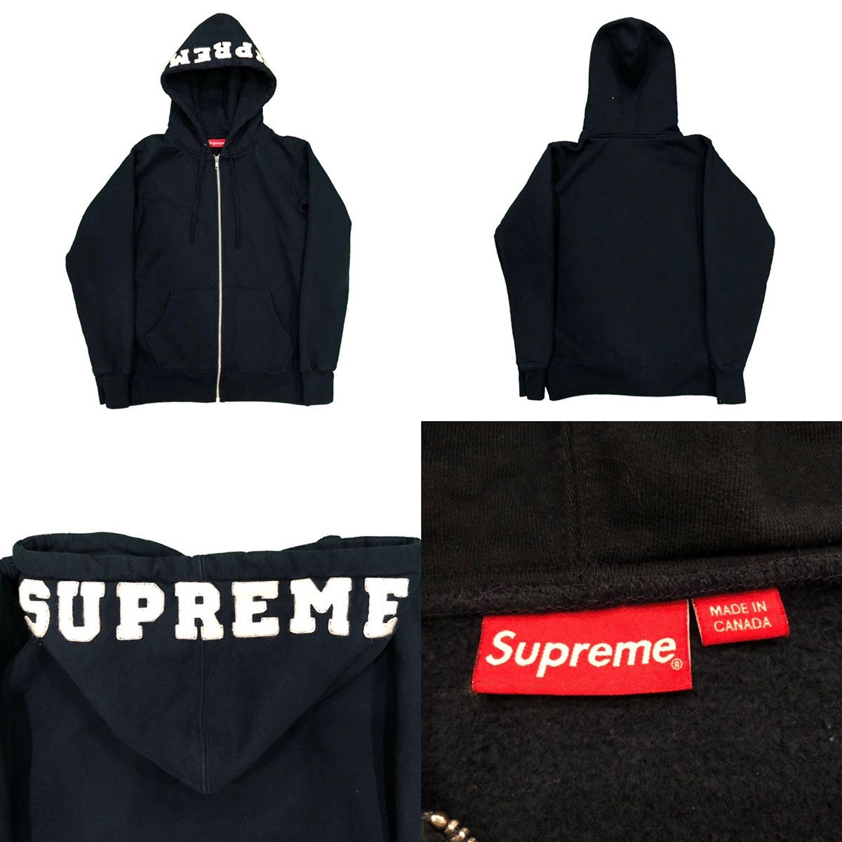 Supreme Supreme Hood Spellout Zip Up Hoodie | Grailed
