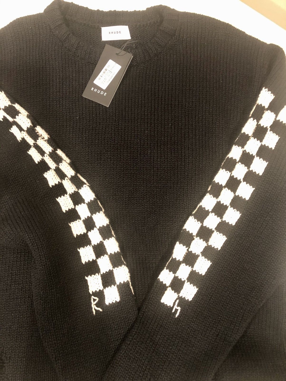 Rhude Rhude hand knit rhacer checkerboard sweater XL Size US XL / EU 56 / 4 - 5 Thumbnail