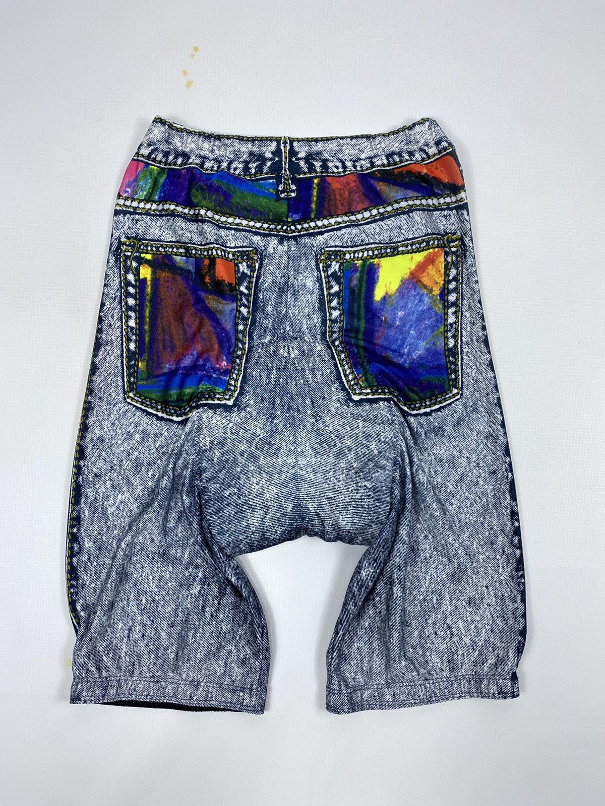 Vintage 90s Made In Italy Giessegi Velo Cycling Shorts Jeans Print Size US 32 / EU 48 - 3 Thumbnail