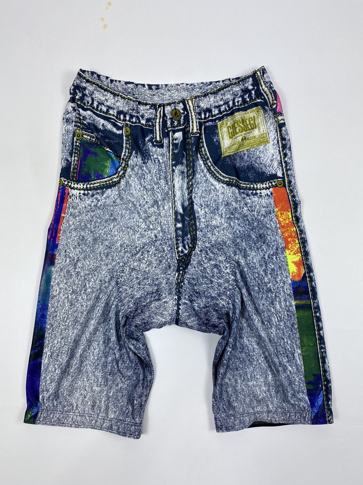 Vintage 90s Made In Italy Giessegi Velo Cycling Shorts Jeans Print Size US 32 / EU 48 - 2 Thumbnail