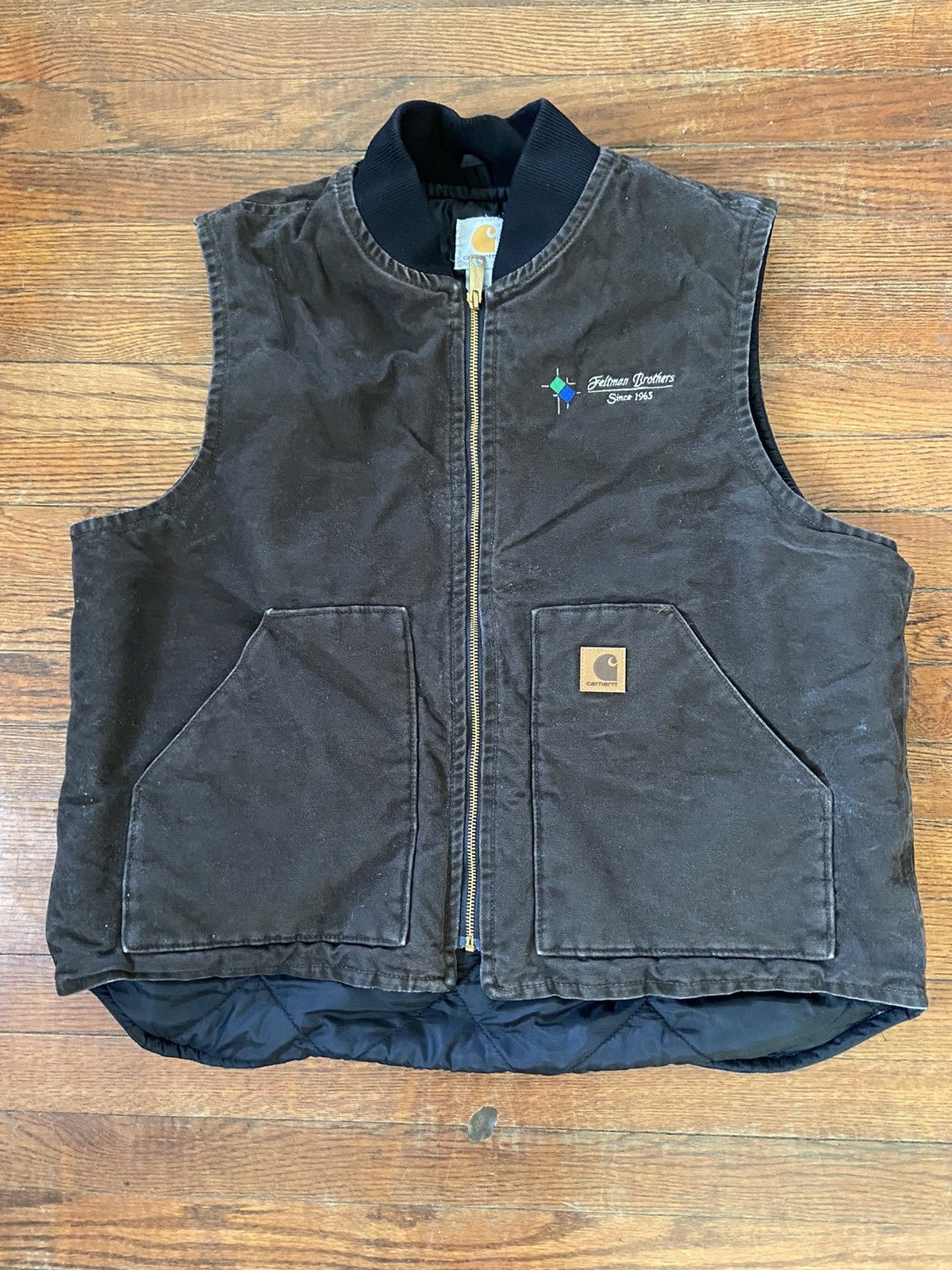 Carhartt V02-DKB brown Carhartt quilt lined XL vest | Grailed