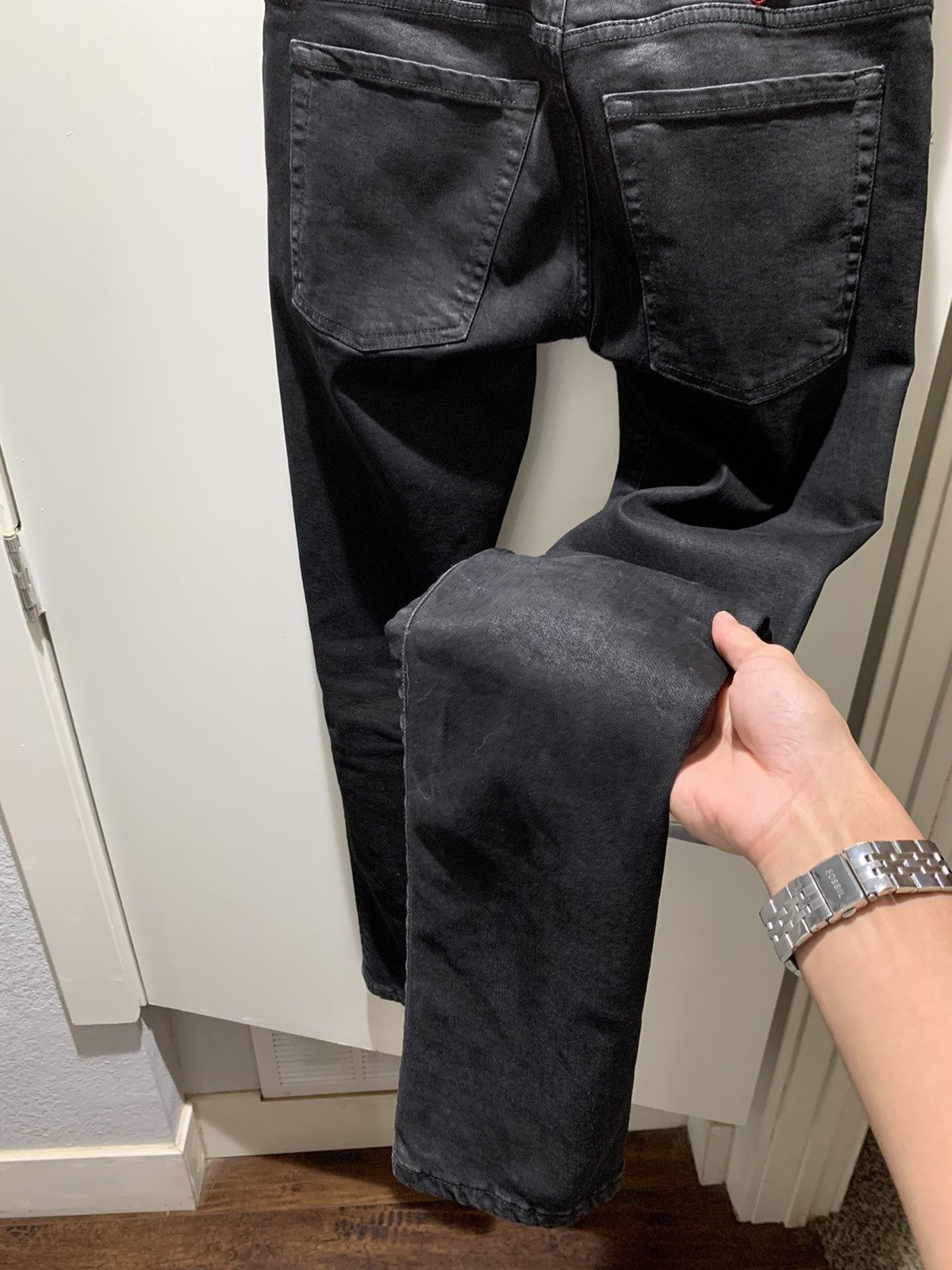Represent Clo. Flared Denim Wax Black | Grailed