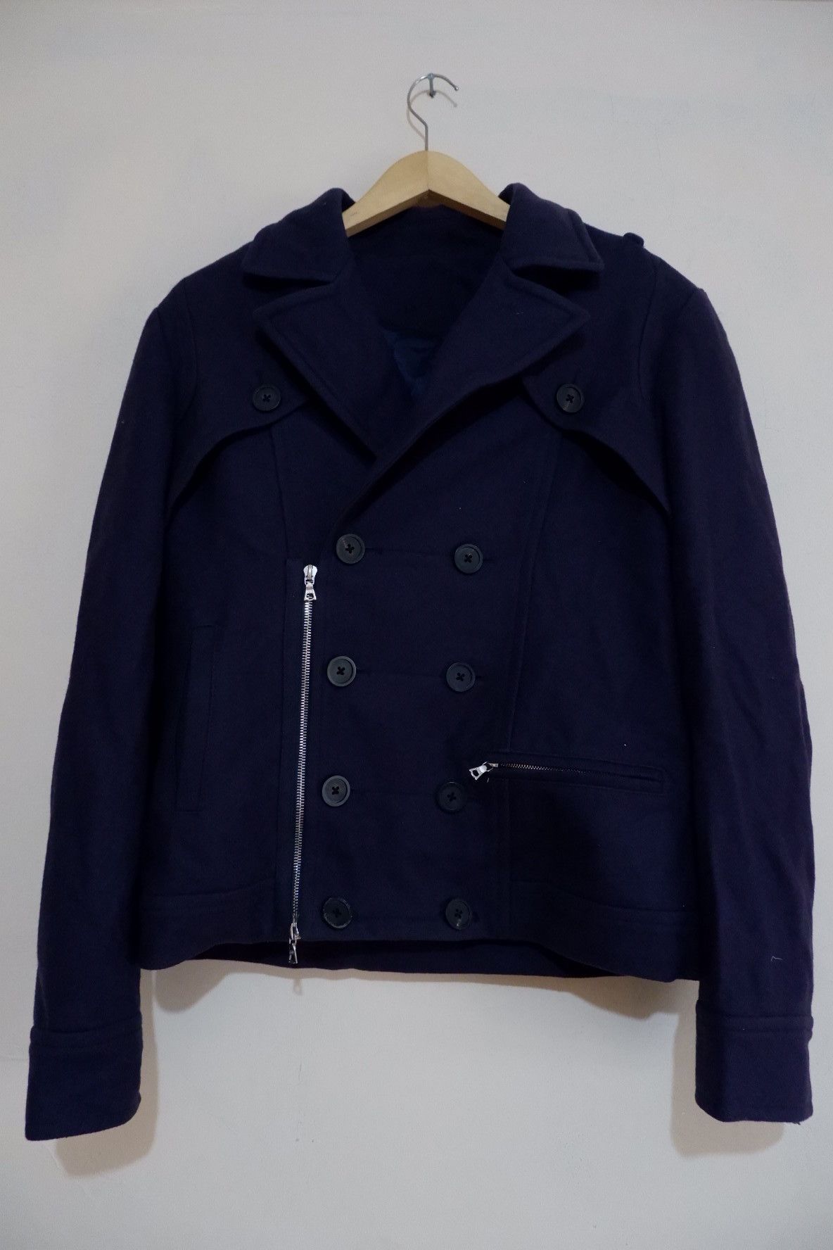 Designer Vintage Biker Wool Cashmere Jacket Size US M / EU 48-50 / 2 - 1 Thumbnail