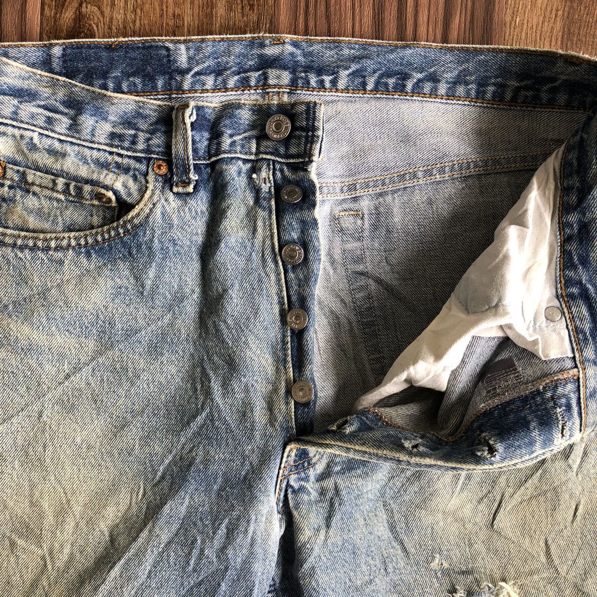 Levi's × Vintage Vintage 90’s Levis Single R Distressed Denim Jeans Size US 32 / EU 48 - 4 Thumbnail