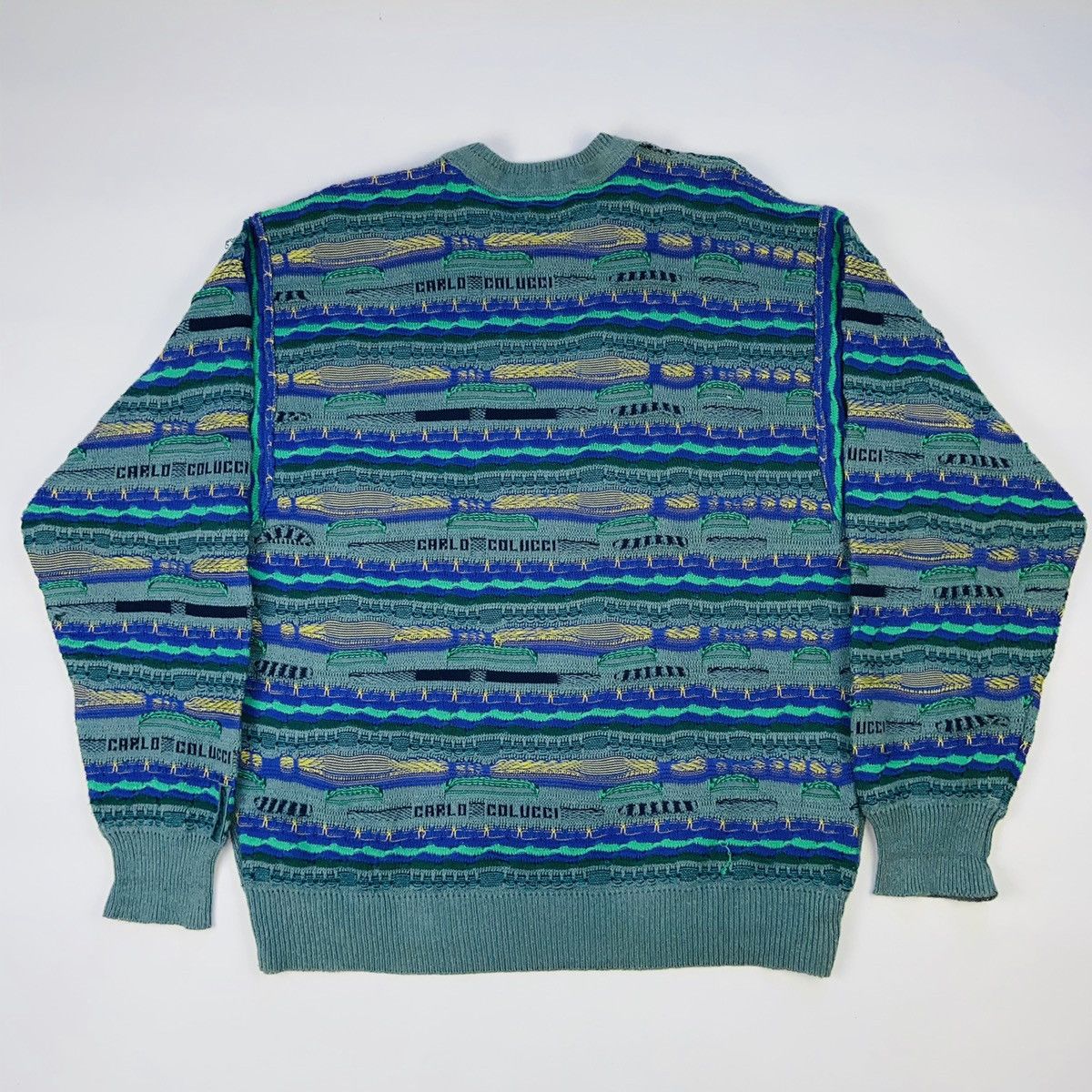 Carlo Colucci × Vintage RECURSION SWEATER ON SWEATER KNITTED COOGI STYLE 1990s Size US L / EU 52-54 / 3 - 4 Thumbnail