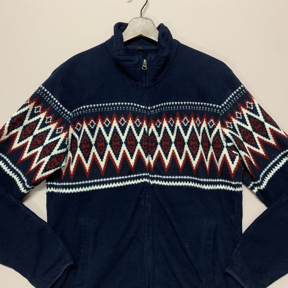 Japanese Brand × Tribal Streetwear × Uniqlo Uniqlo Tribal Navajo Design Zip Ups Sweater Sweatshirt Size US L / EU 52-54 / 3 - 2 Thumbnail