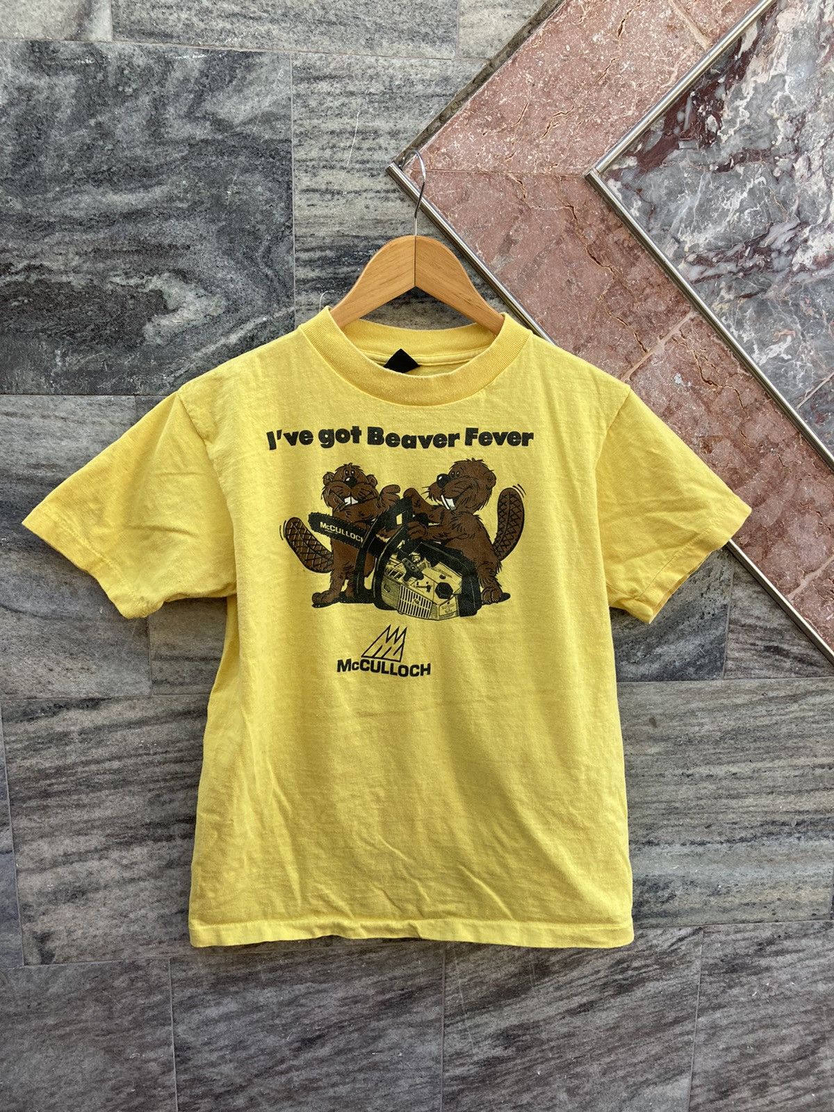 Vintage 80s I got Beaver Fever McCulloch Chainsaw T-Shirt