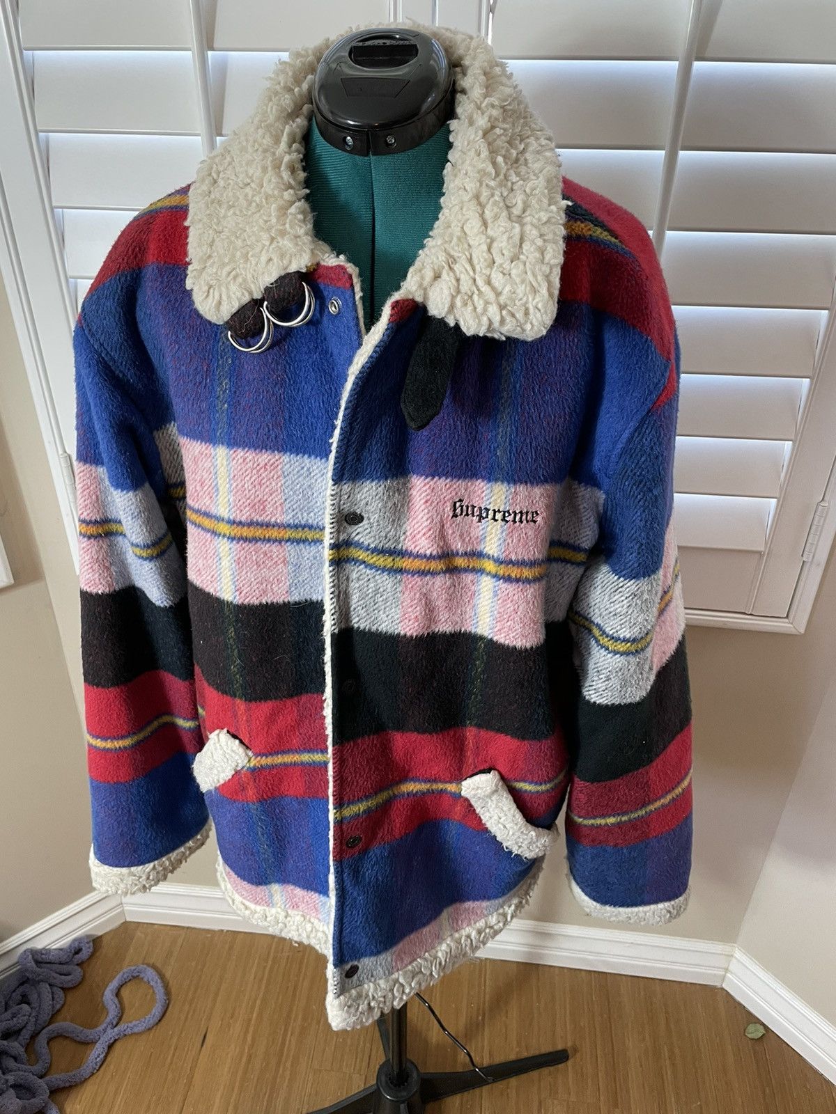 Plaid cheap shearling bomber