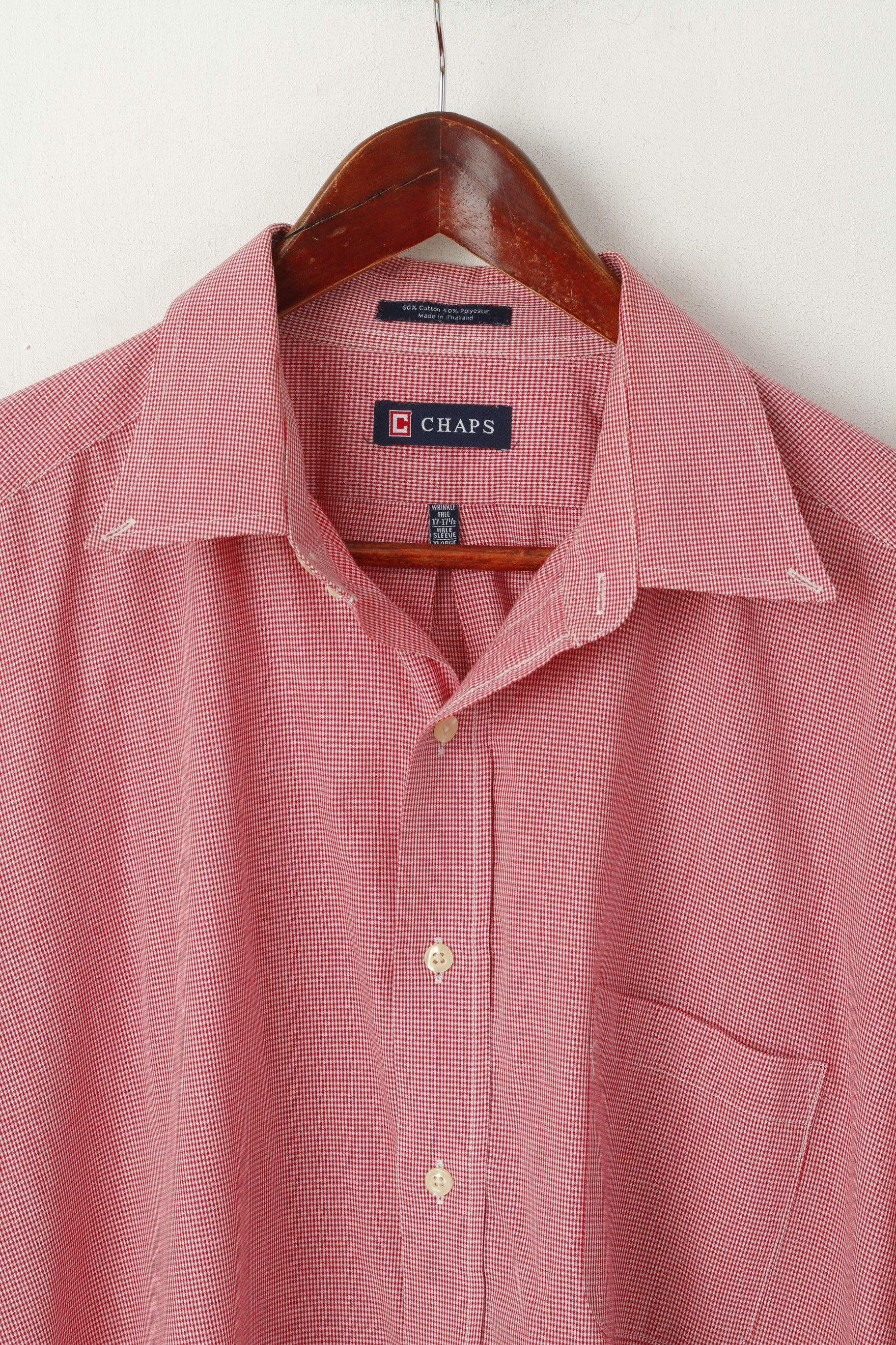 Chaps × Vintage Chaps Men XL Casual Shirt Red Mini Check Cotton 8635 Size US XL / EU 56 / 4 - 2 Thumbnail