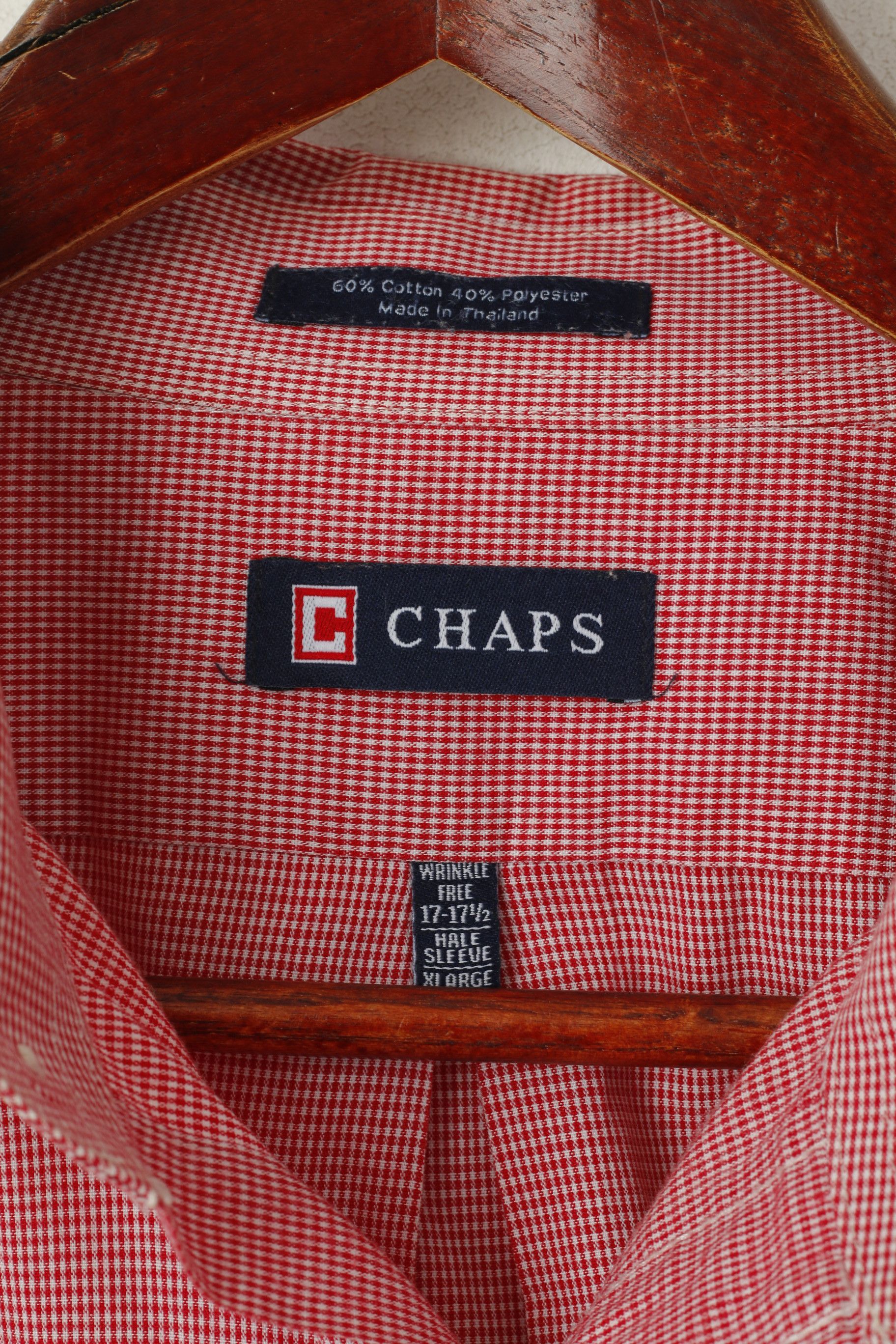 Chaps × Vintage Chaps Men XL Casual Shirt Red Mini Check Cotton 8635 Size US XL / EU 56 / 4 - 3 Thumbnail