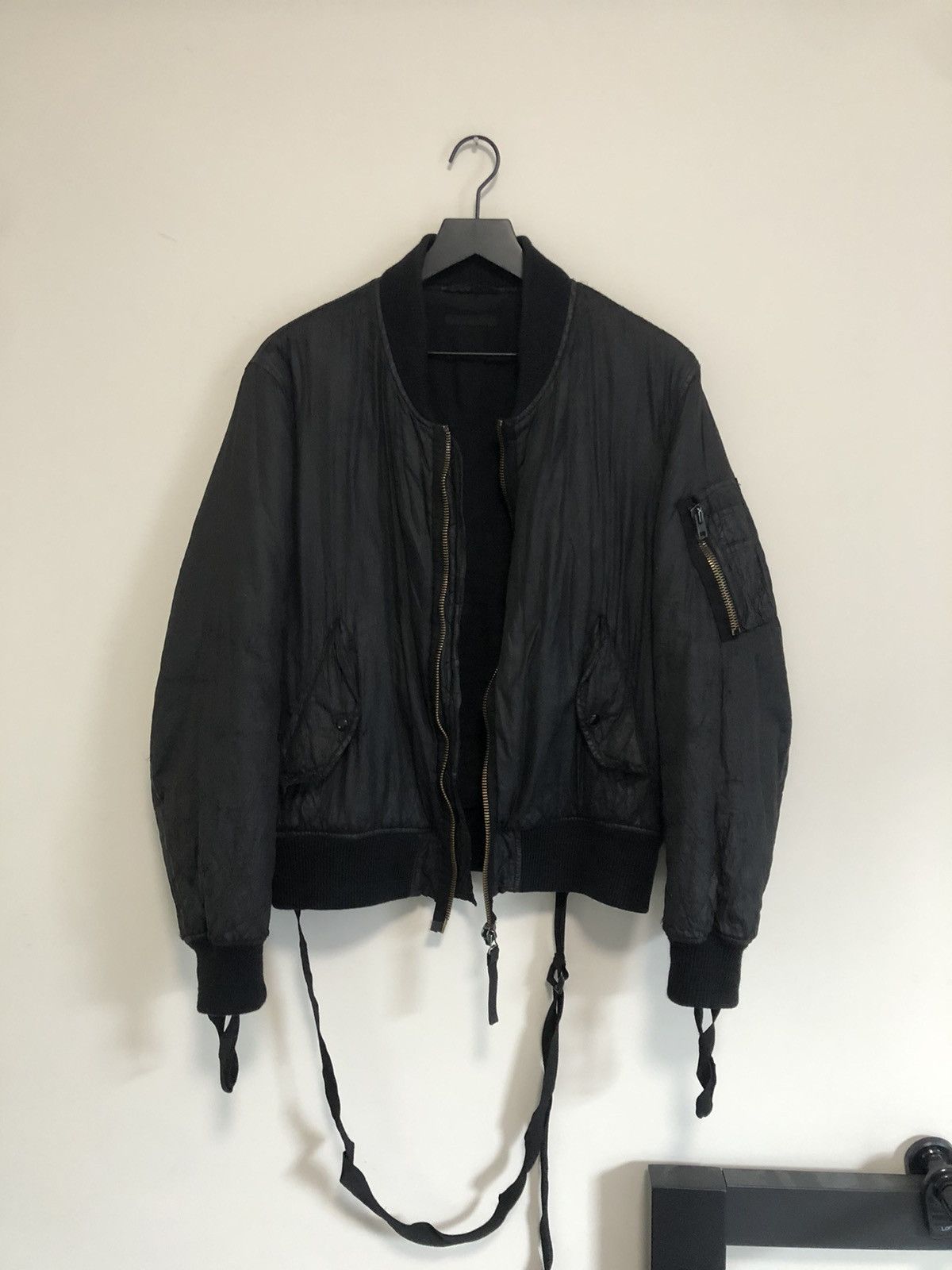 Helmut Lang Helmut Lang AW03 Metallic Bondage Bomber Jacket | Grailed