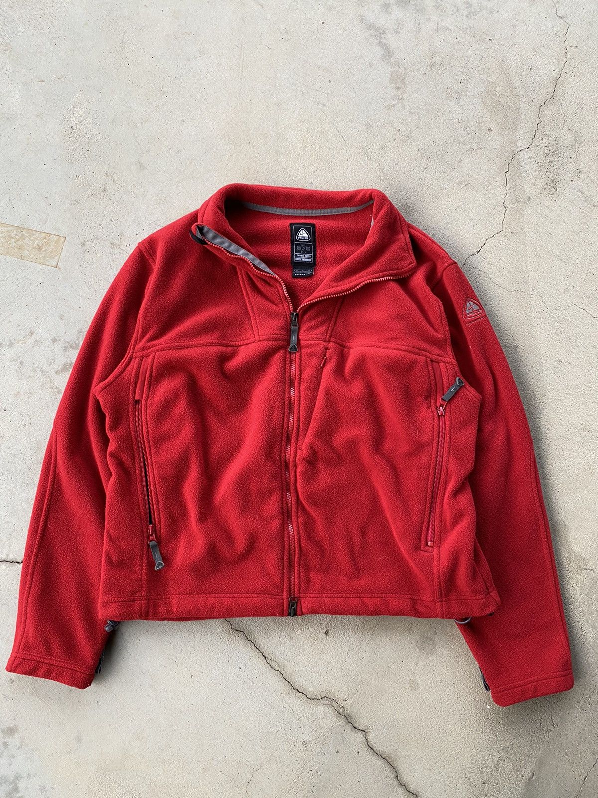 Nike ACG Vintage Y2K Red Fleece Zip Up Sweater USA Sport