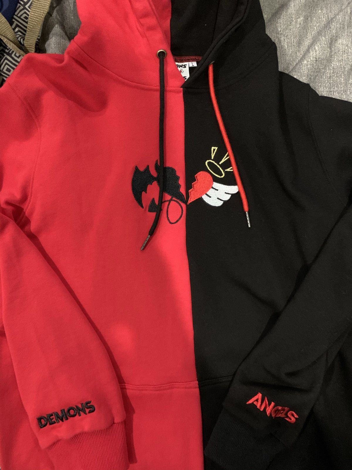 Demons and angels best sale hoodie red and black