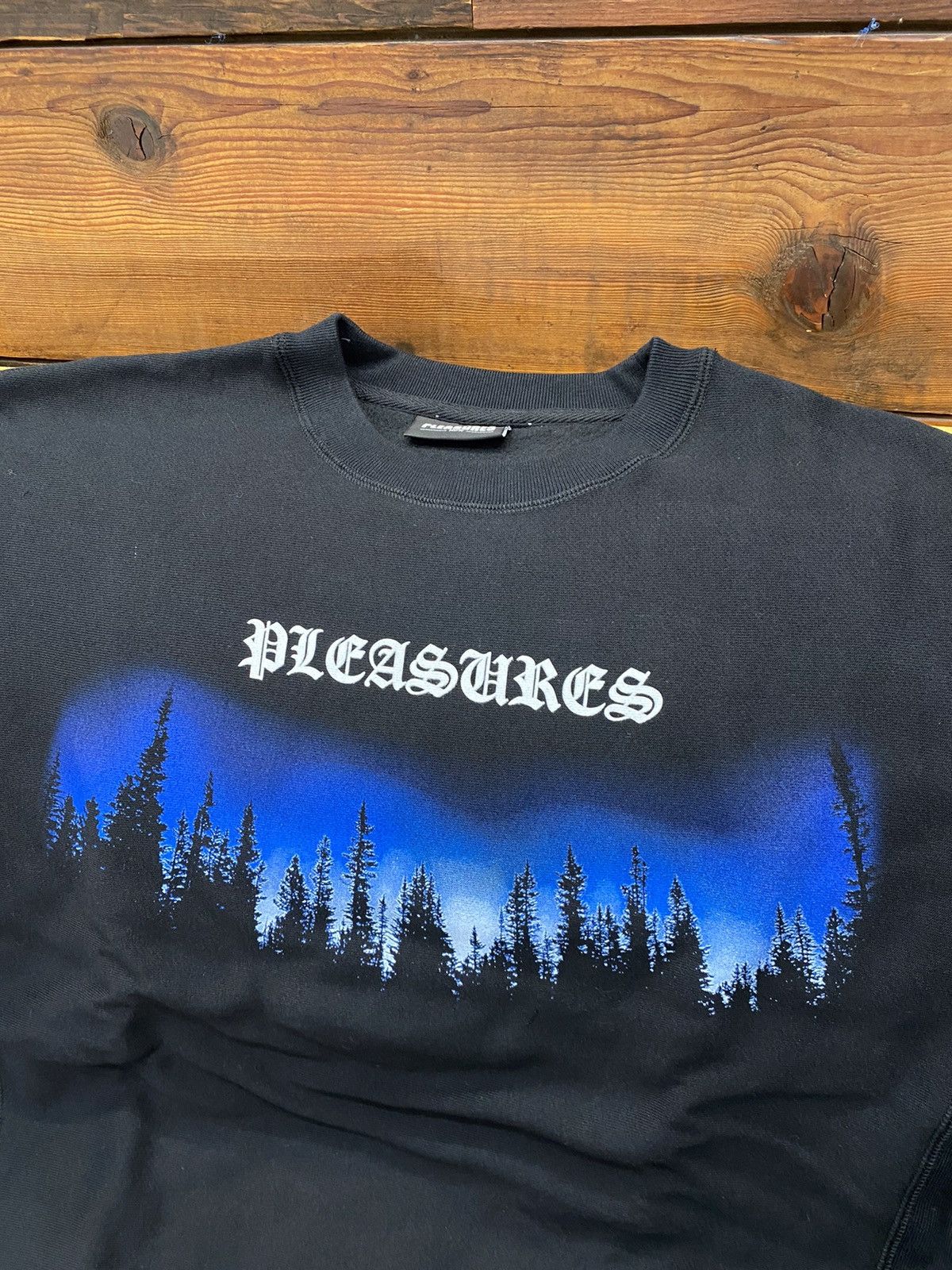 image of Pleasures Black Forest Premium Crewneck, Men's (Size Medium)