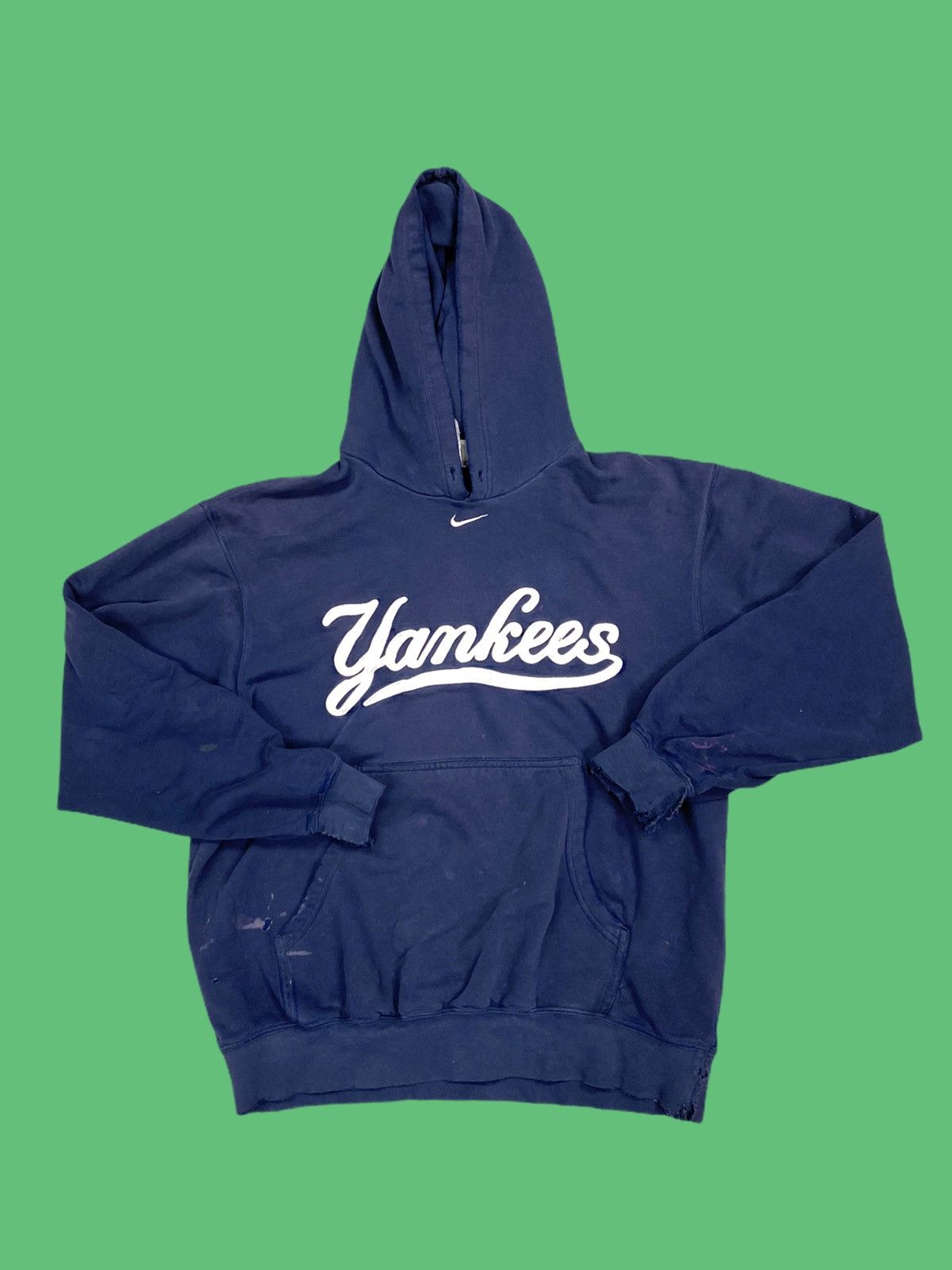 Vintage Nike Center Swoosh Yankees Womens Blue Hoodie Size Medium Long  Sleeve