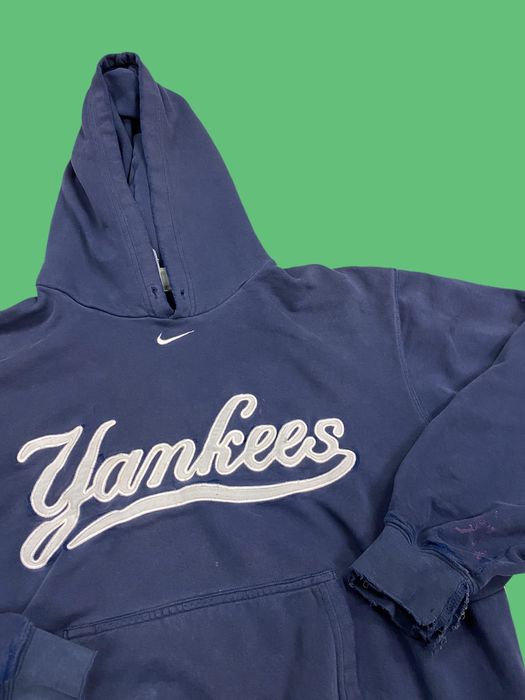 Vintage Nike Center Swoosh Yankees Womens Blue Hoodie Size Medium Long  Sleeve
