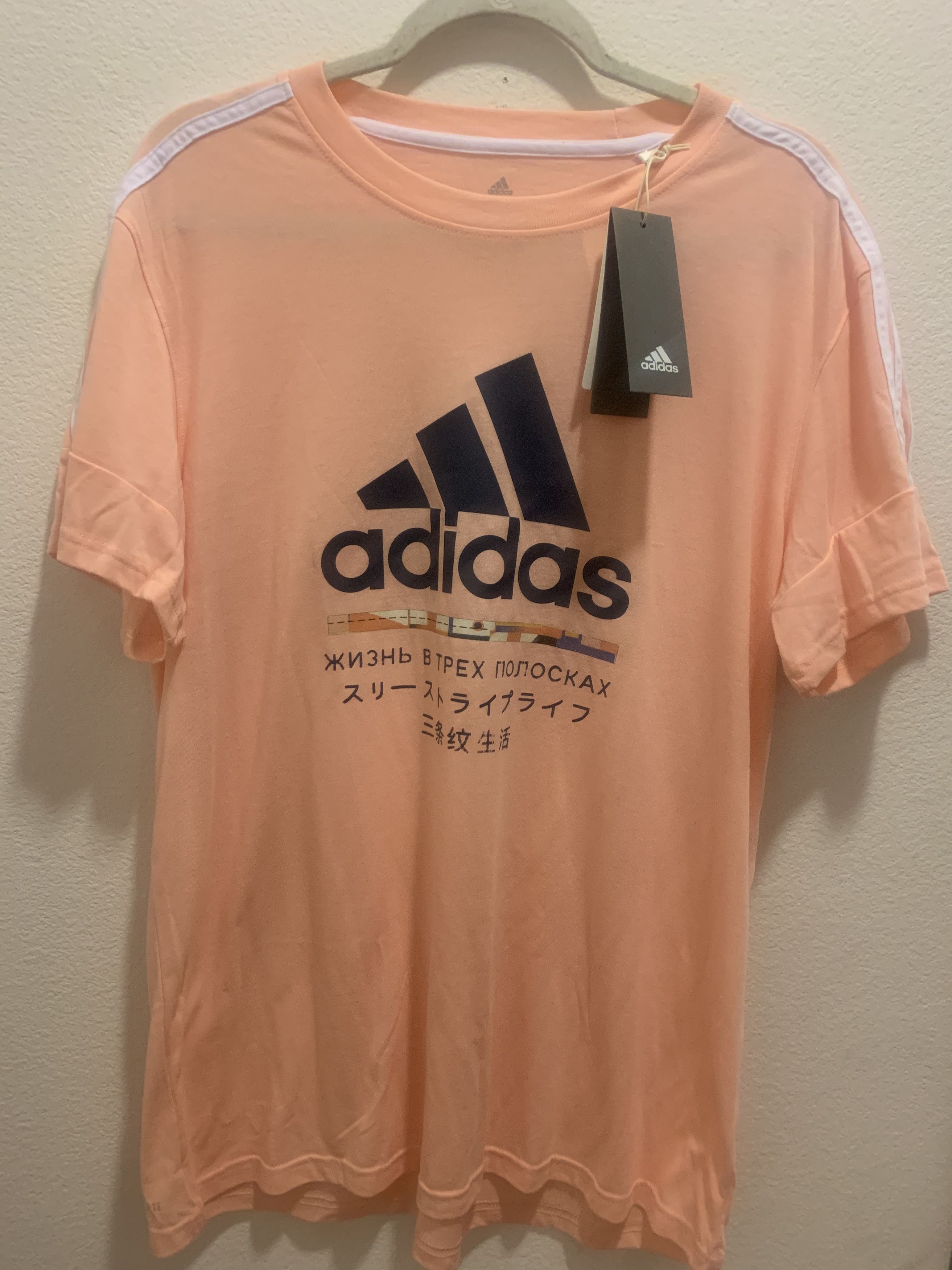 Peach adidas shirt best sale