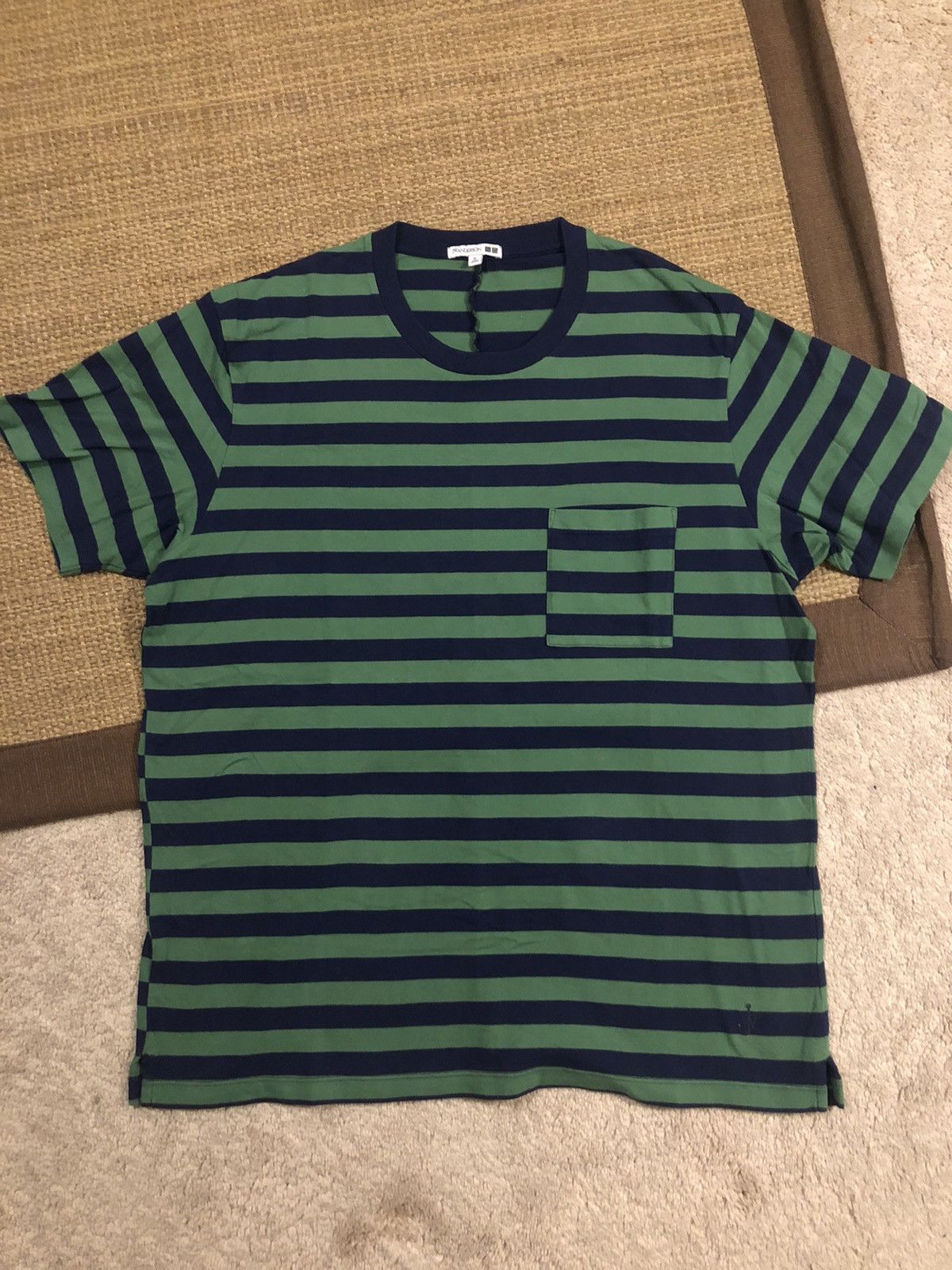 Uniqlo x JW Anderson Blue Green Striped Shirt Size XL
