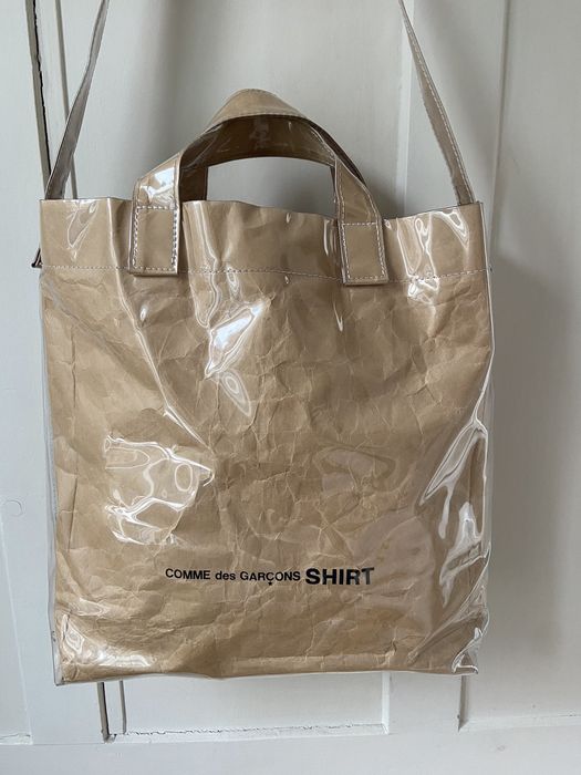 Comme des gar?ons shirt kraft outlet paper pvc messenger tote