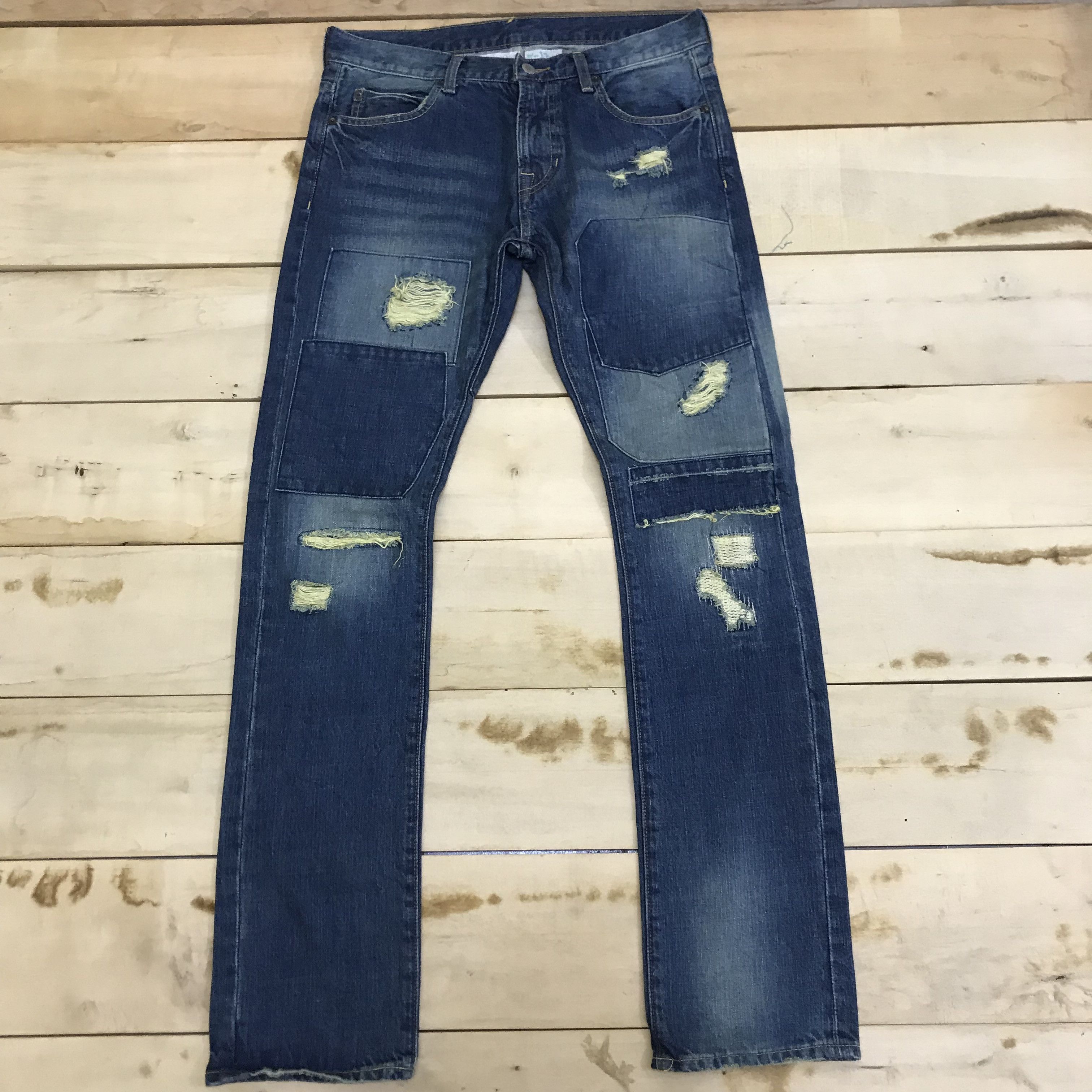 Japanese Brand X115 CUSTOM DESTROY DISTRESSED DENIM GRUNGE STYLE JEANS Size US 32 / EU 48 - 1 Thumbnail