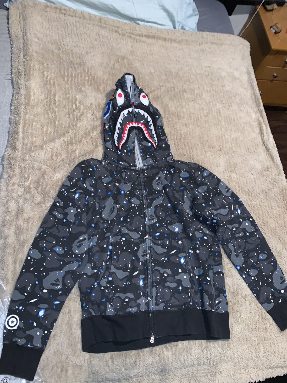 BAPE Space Camo Shark Full Zip Hoodie 'Black