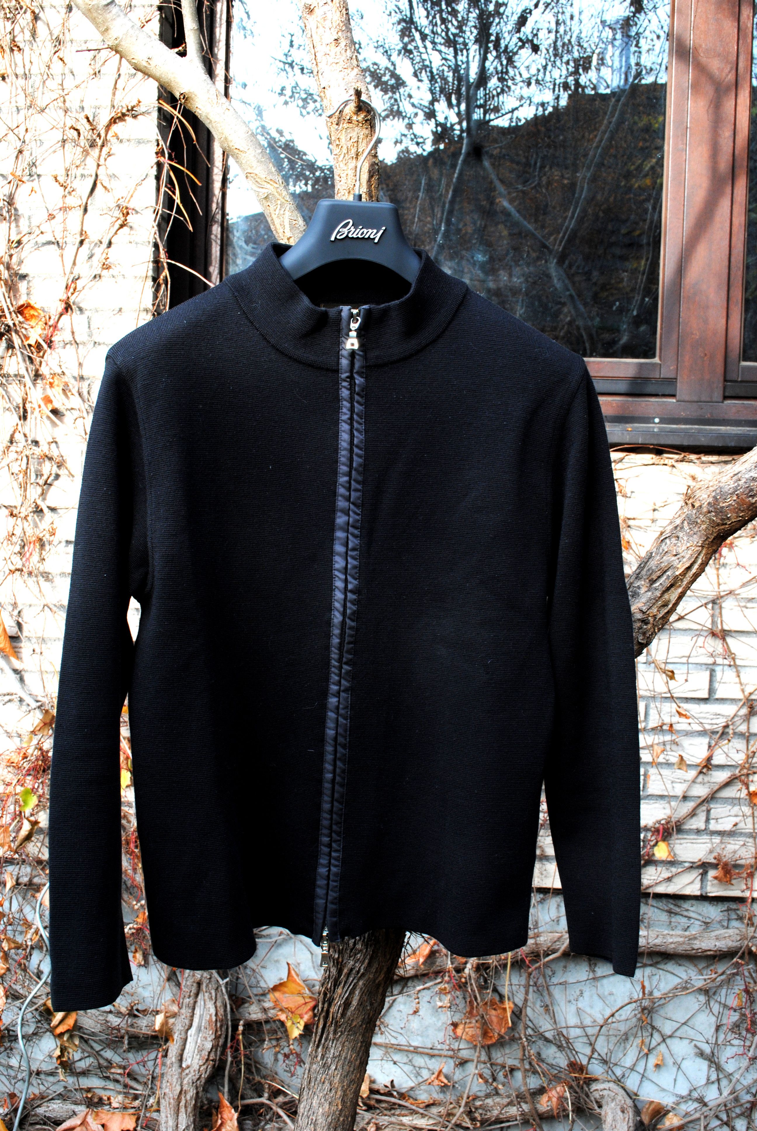 Prada Sport Black Wool & Nylon Zip Cardigan Sweater | Grailed