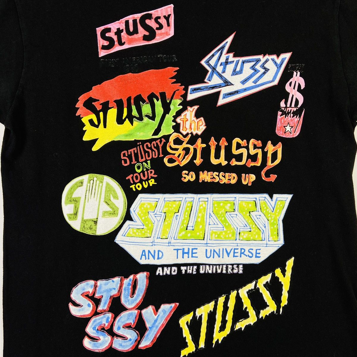 Stussy STUSSY GRAFFITI OVERPRINTED VINTAGE VERY RARE TEE - № 343 Size US M / EU 48-50 / 2 - 2 Thumbnail