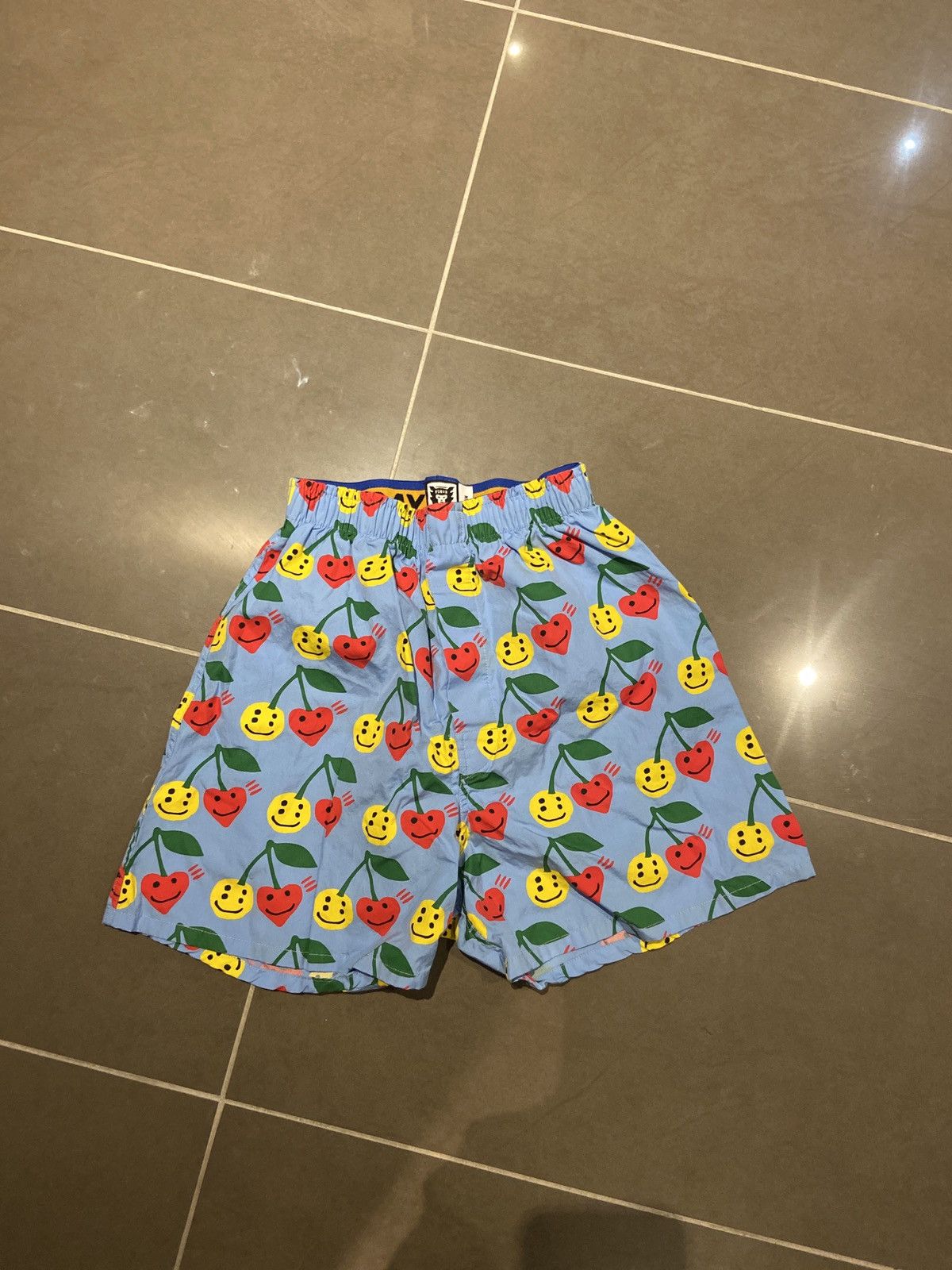 Smiley face and cherry silk boxer shorts
