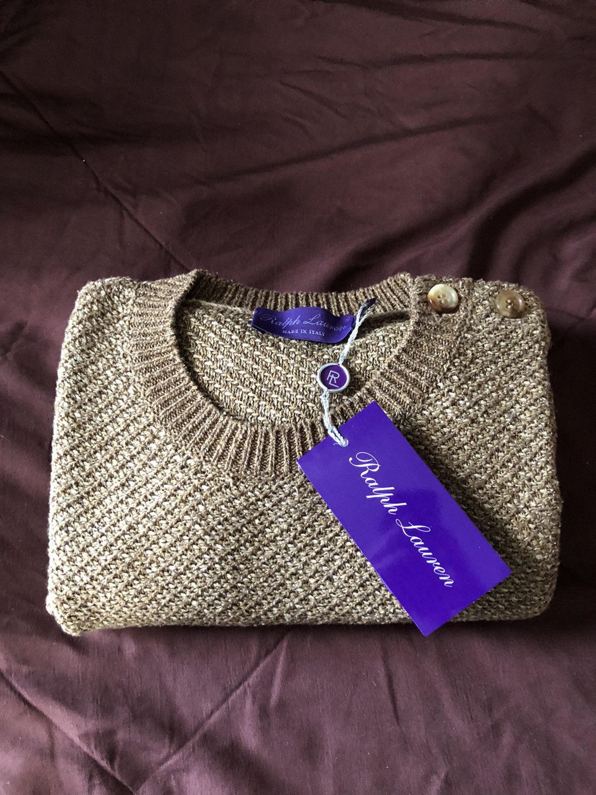 Brown Slim-fit Waffle-knit Silk Sweater