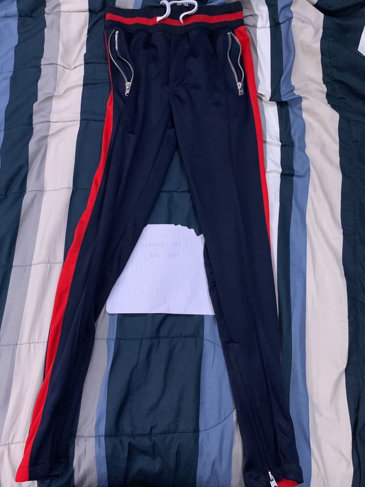 MNML Navy Blue and Red MNML Track Pants