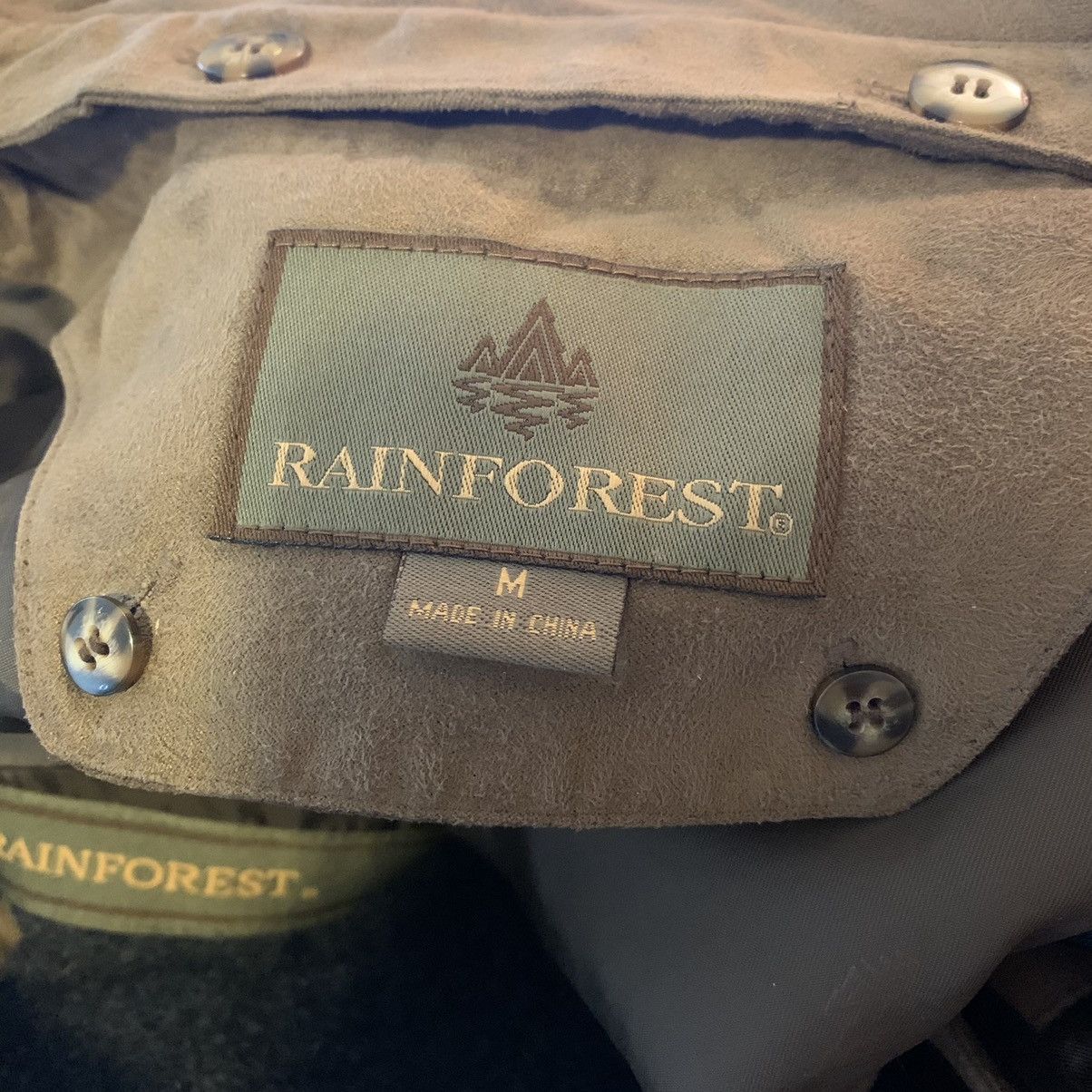 Rainforest Twill Bomber Jacket Leather Collar Med