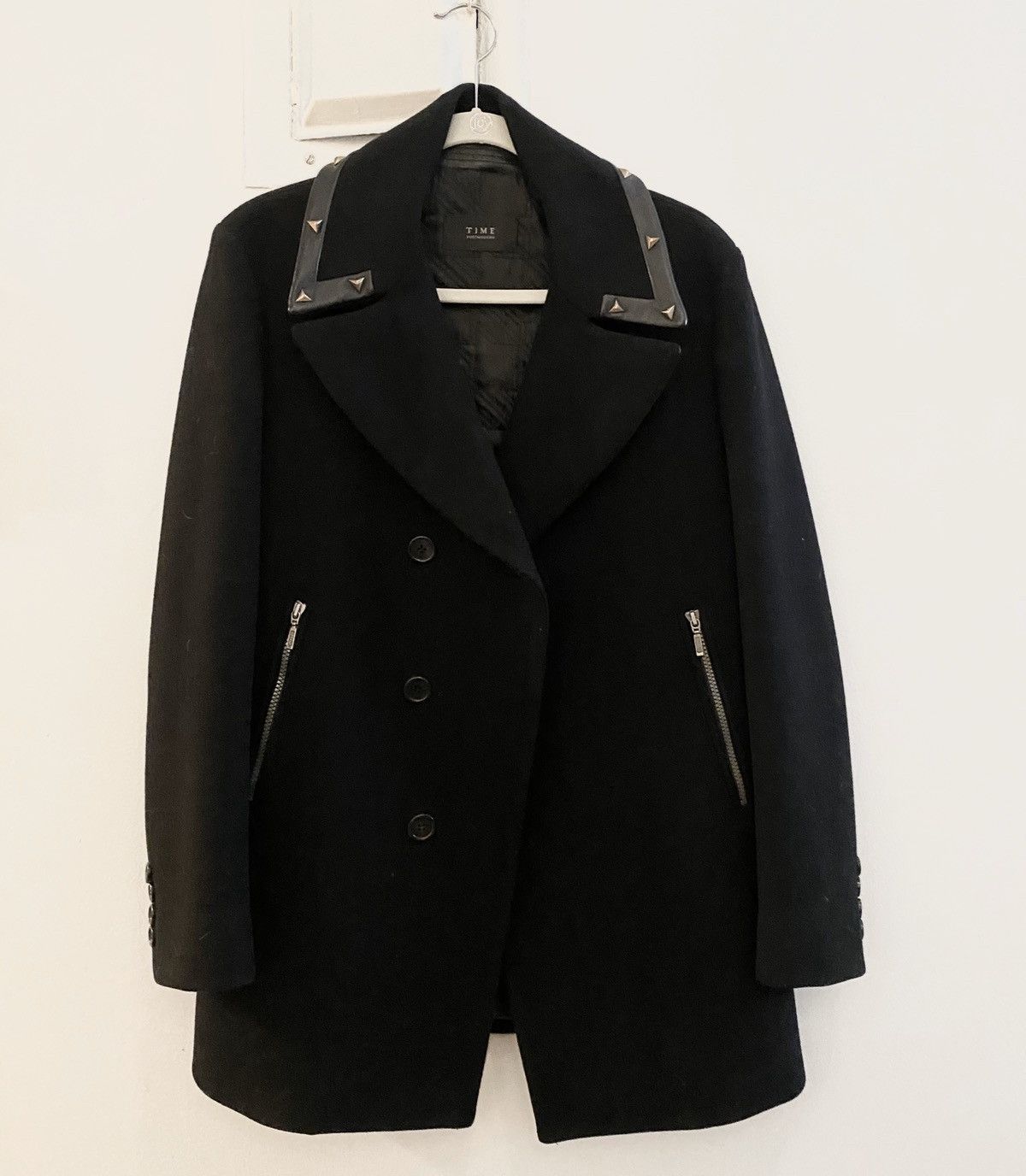 Time Homme Time Homme Studded Leather Lining Coat Black | Grailed