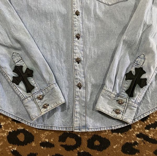 Chrome Hearts Chrome Hearts Denim Jean CROSS Patch Shirt, Grailed