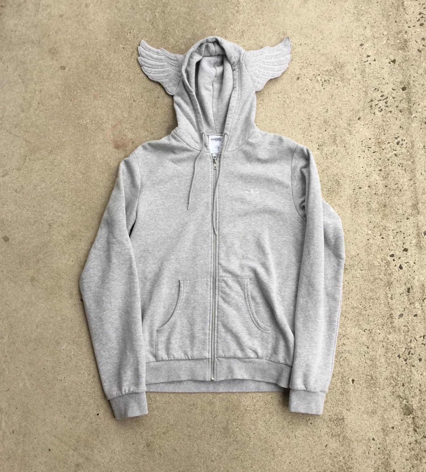 トップス rare adidas jeremy scott wing zip hoodie Jeremy Scott x Adidas 2010 Beige Wings Cropped Hoodie 40 ~ L