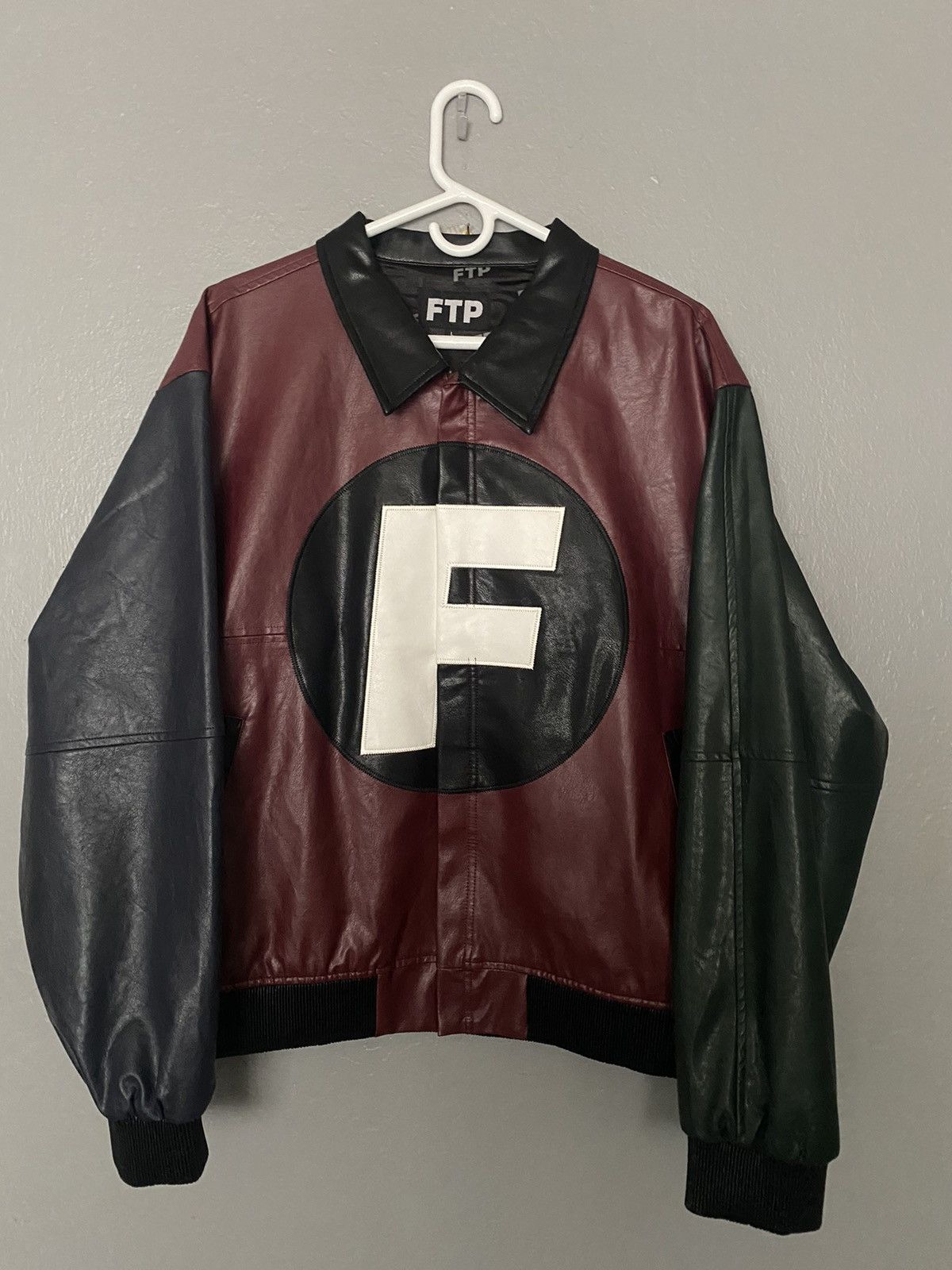 Fuck The Population FTP Leather Racer Jacket (Burgundy), 54% OFF